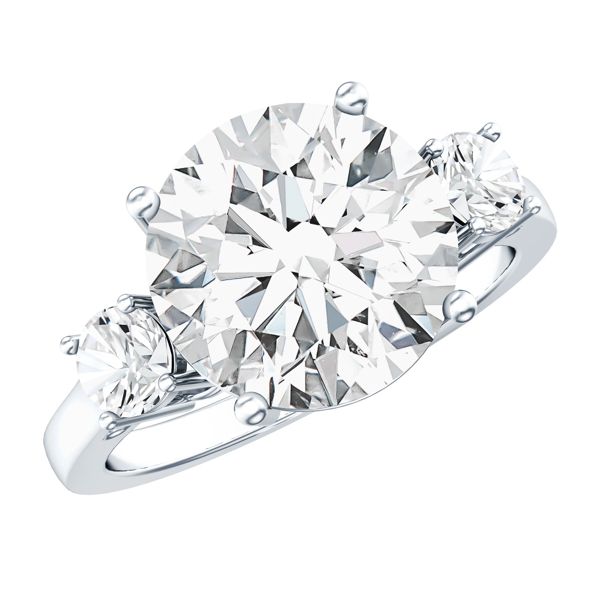 5 Carat Lab Grown Diamond 3 Stone Engagement Ring with IGI Certificate Lab - ( E-VS1 ) - Rosec Jewels