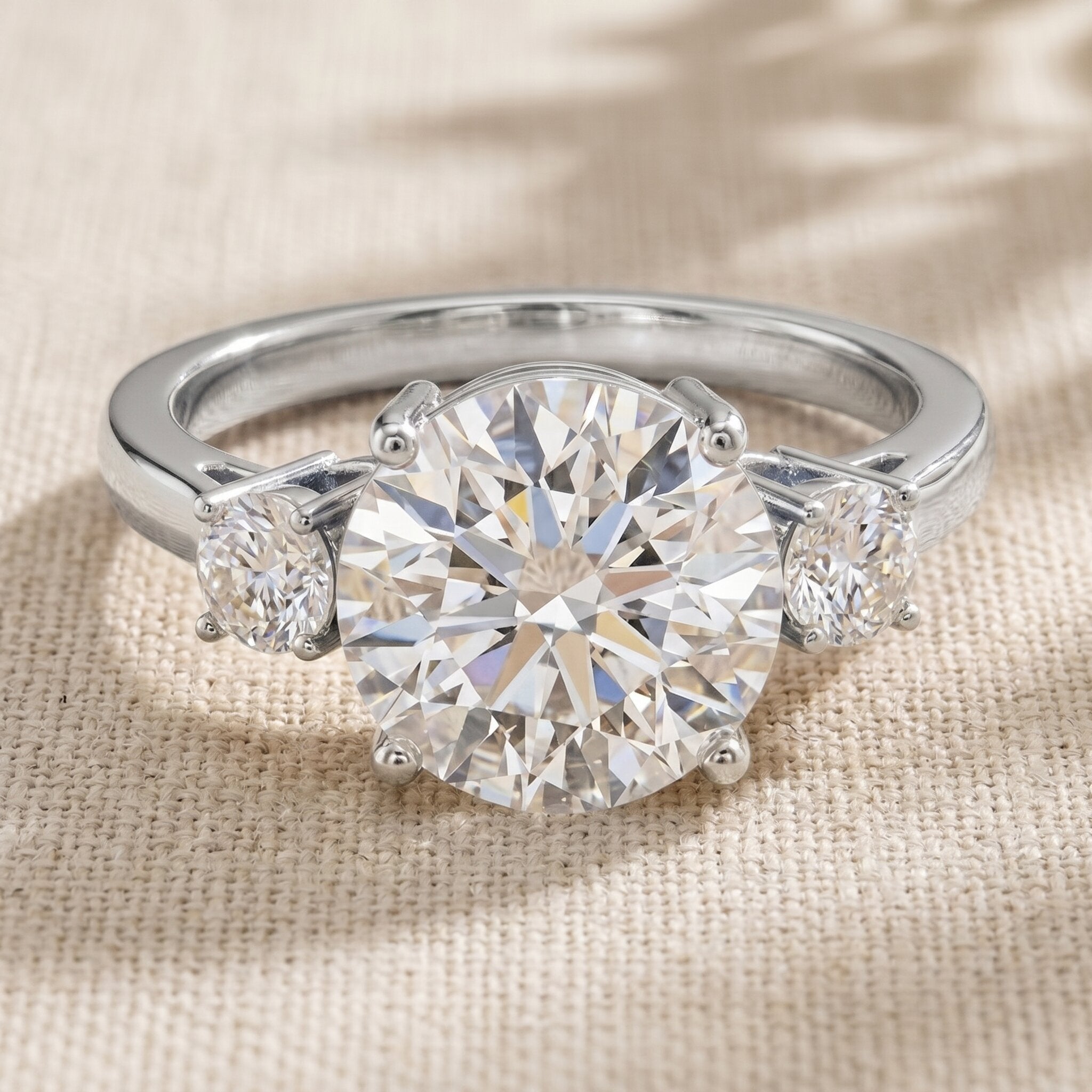 Lab Grown Diamond 3 Stone Engagement Ring With IGI Certificate Lab - ( E-VS1 ) - Rosec Jewels