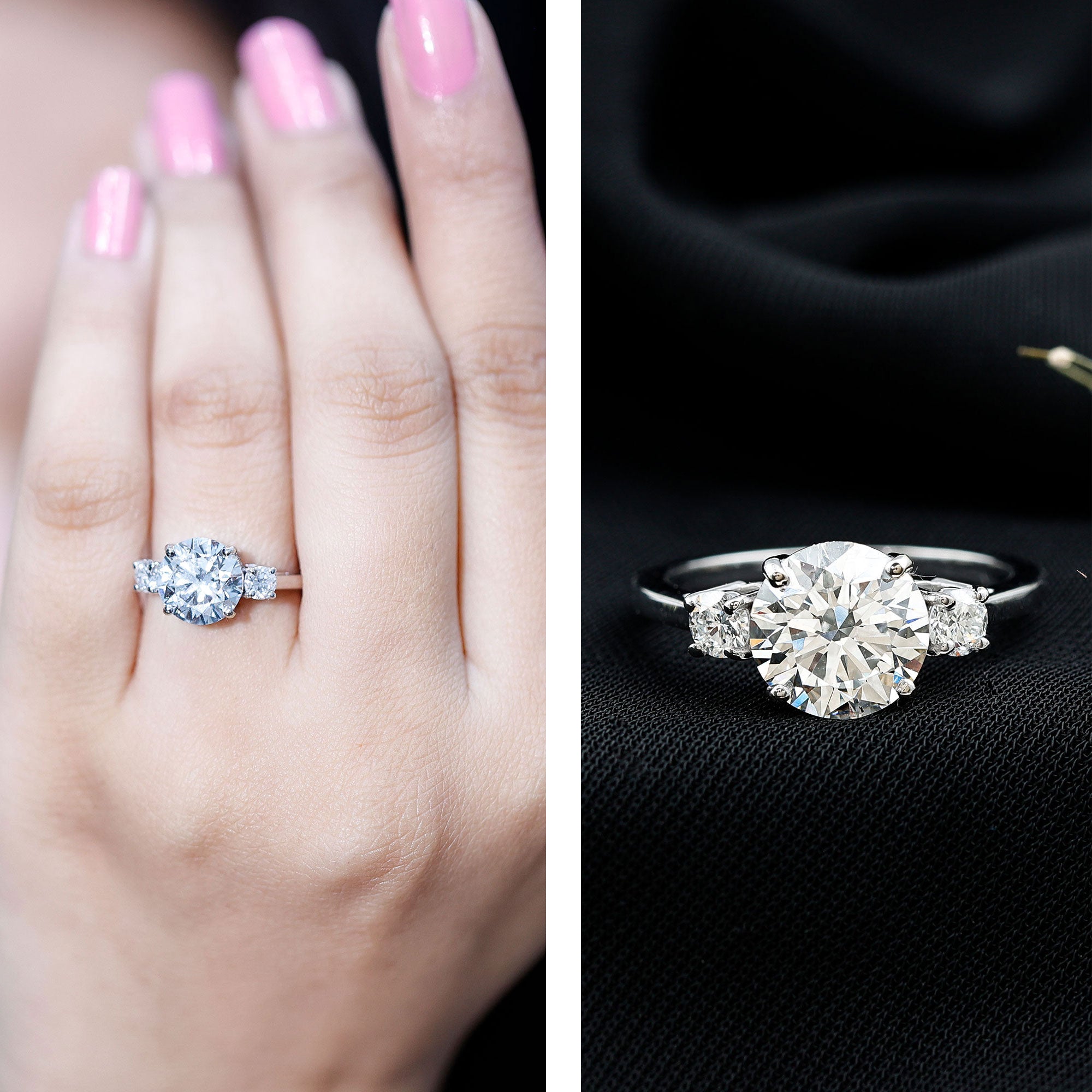 IGI Certified 3 CT Lab Grown Diamond Engagement Ring Lab - ( E-VS1 ) - Rosec Jewels