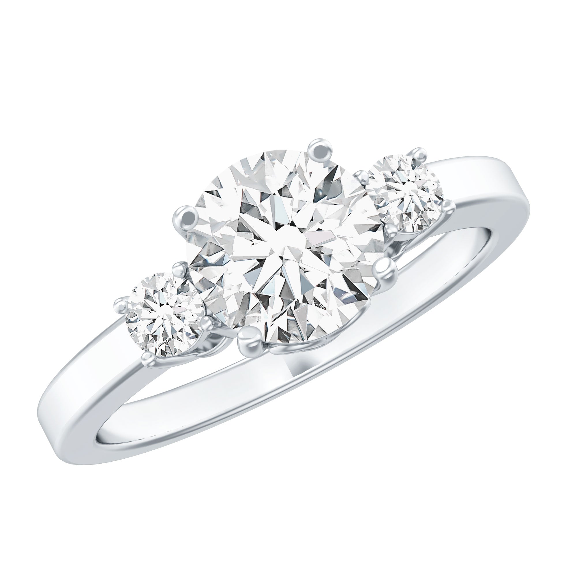 Rosec Jewels-Moissanite Three Stone Round Engagement ring