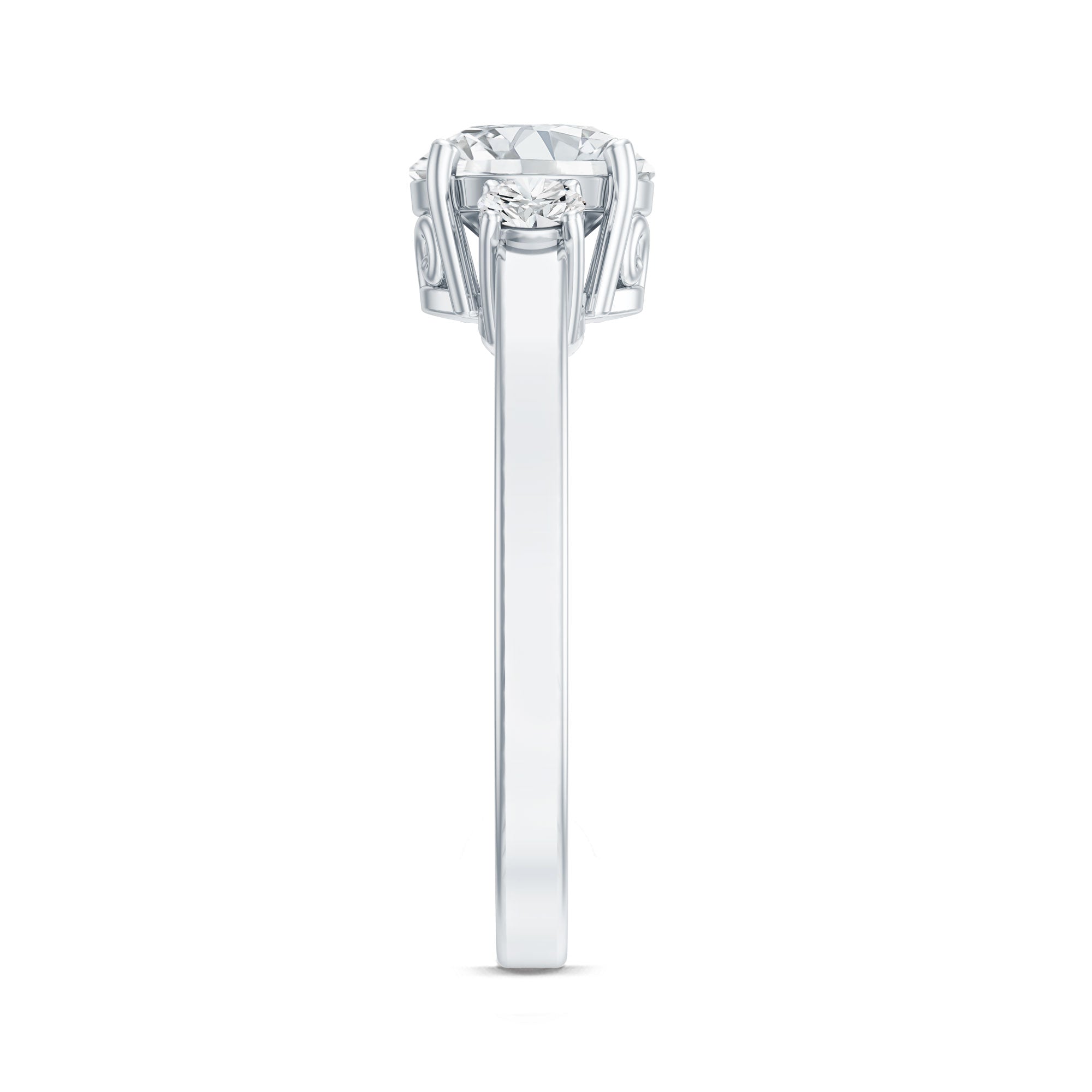 Rosec Jewels-Moissanite Three Stone Round Engagement ring