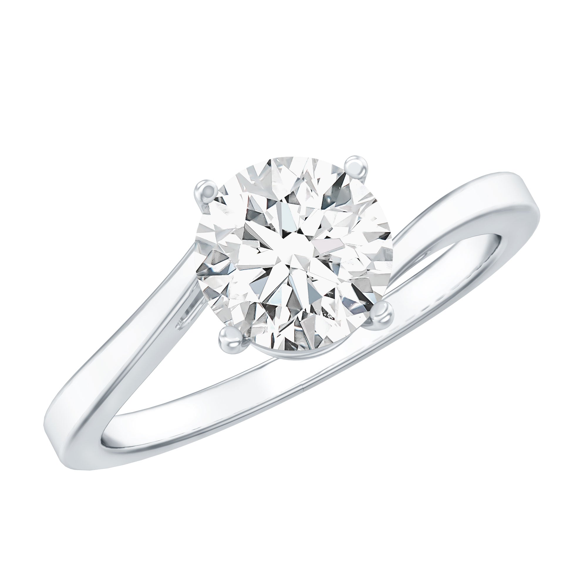 Certified Moissanite Solitaire Engagement Ring with Bypass Shank