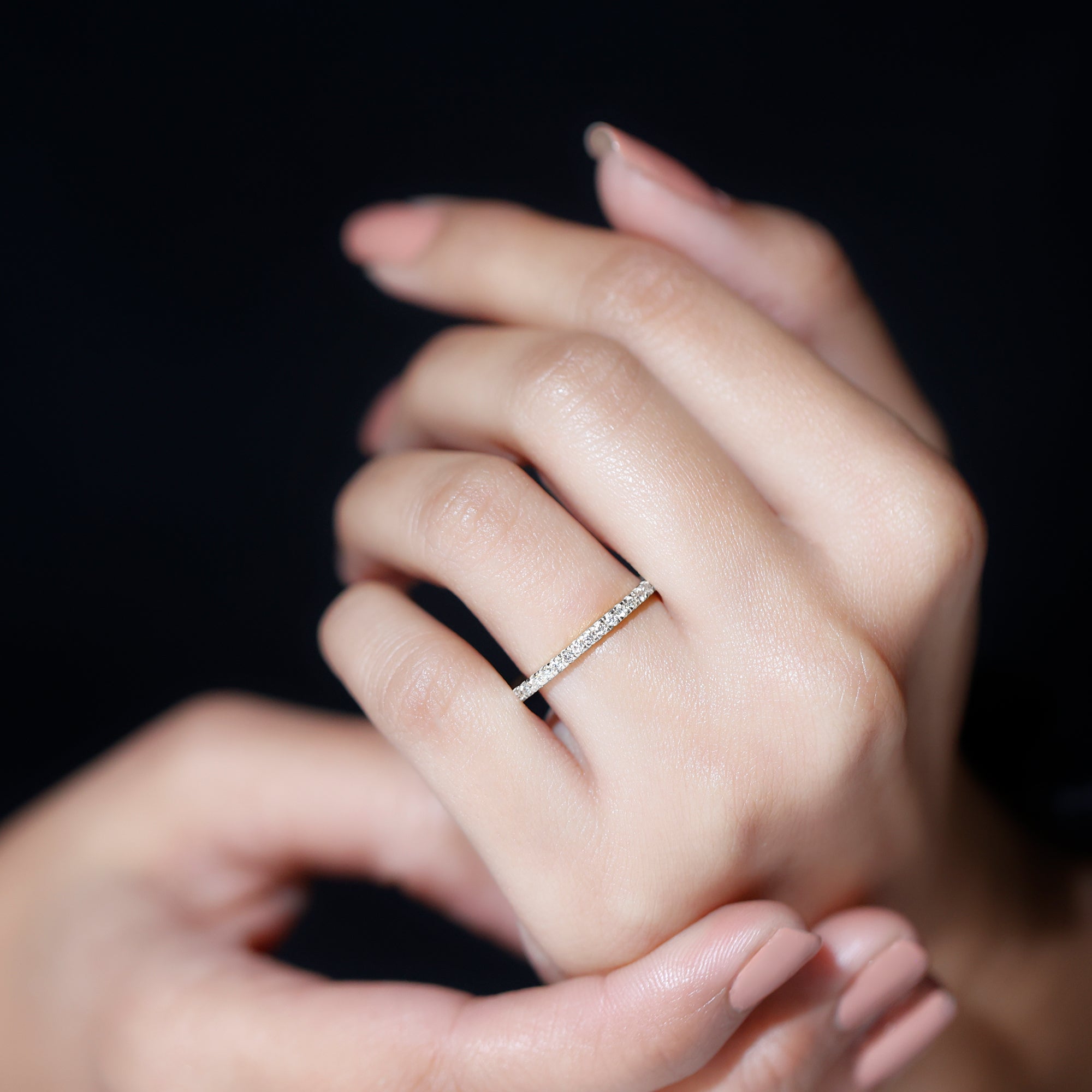 French Pave Diamond Eternity Wedding Ring Natural - ( HI-SI ) - Rosec Jewels