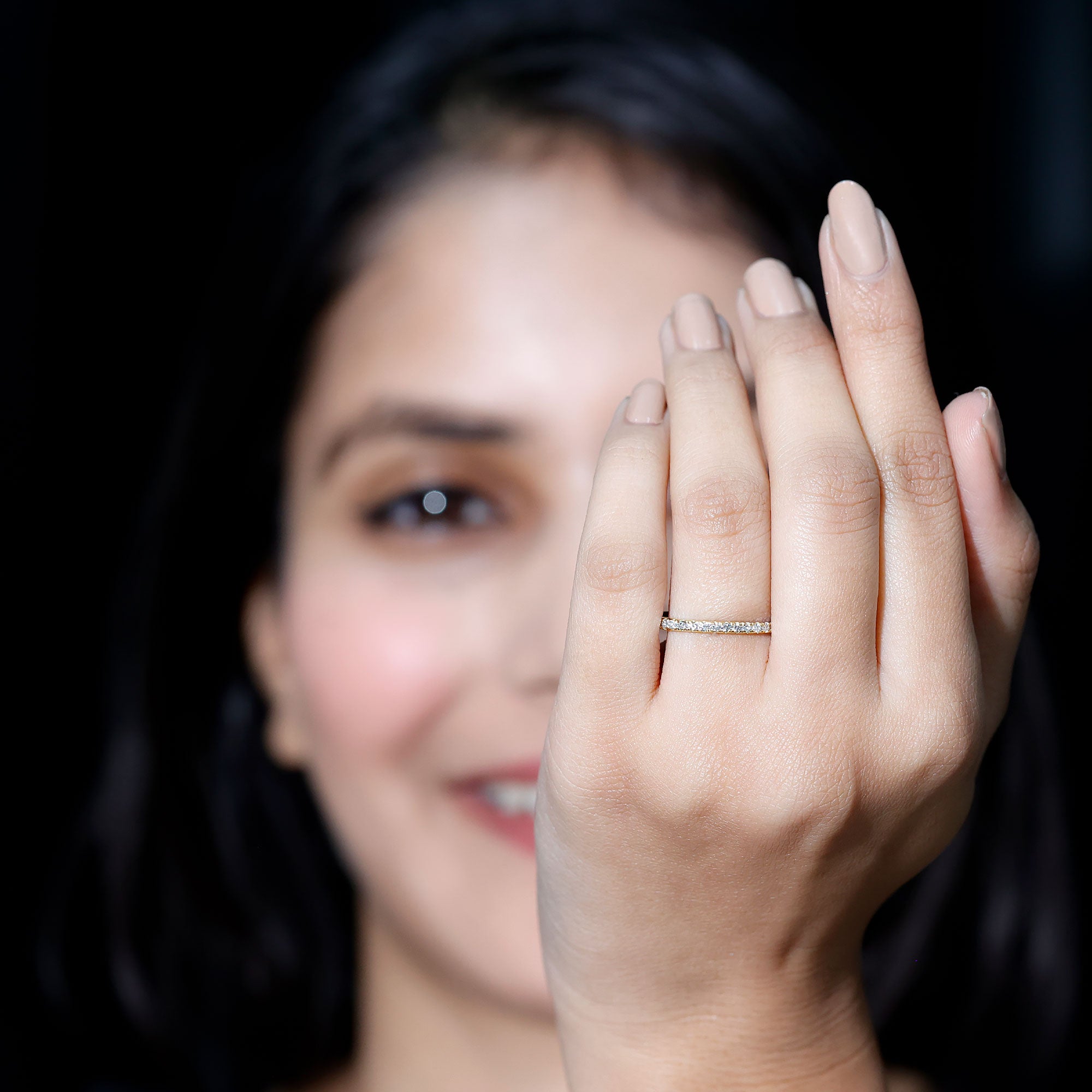 French Pave Diamond Eternity Wedding Ring Natural - ( HI-SI ) - Rosec Jewels