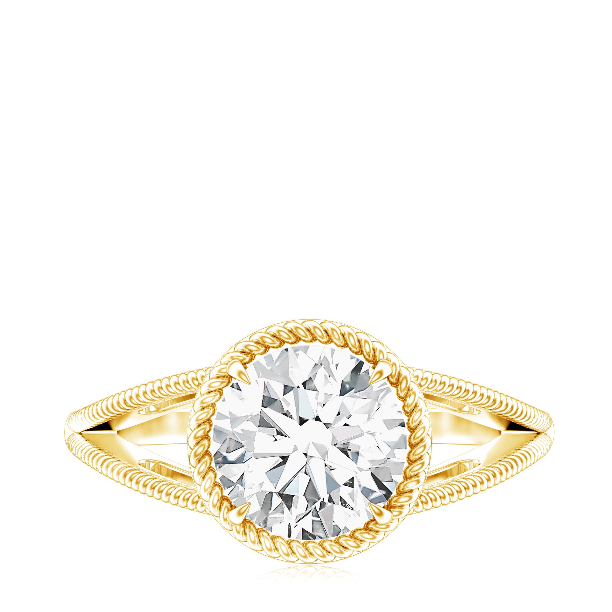2 CT Round Cut Moissanite Solitaire Engagement Ring with Split Shank D-VS1 - Rosec Jewels