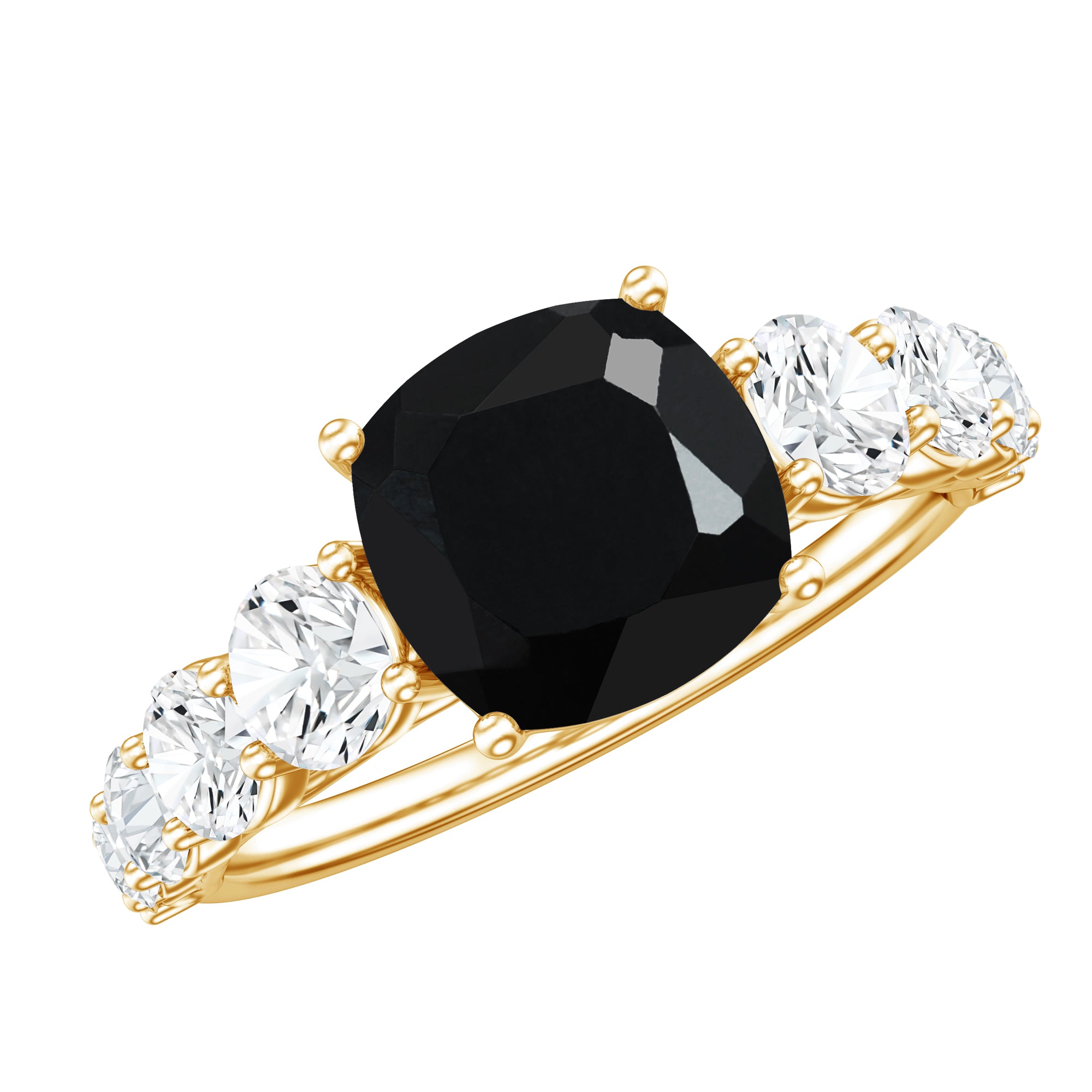 Certified 2.8 Carat Lab Grown Black Diamond Cushion Cut Engagement Ring with Moissanite AAAA ( Synthetic ) - Rosec Jewels