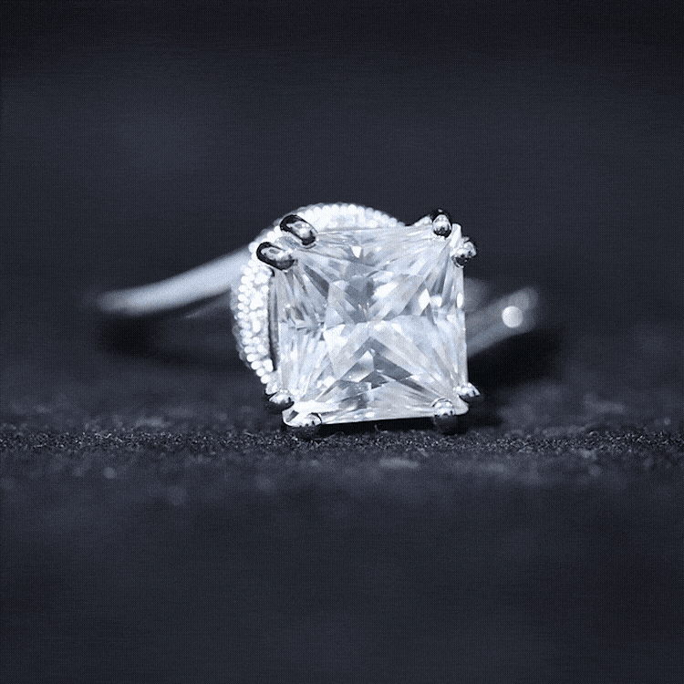 3.5 CT Moissanite Bypass Engagement Ring with Milgrain Detailing D-VS1 - Rosec Jewels