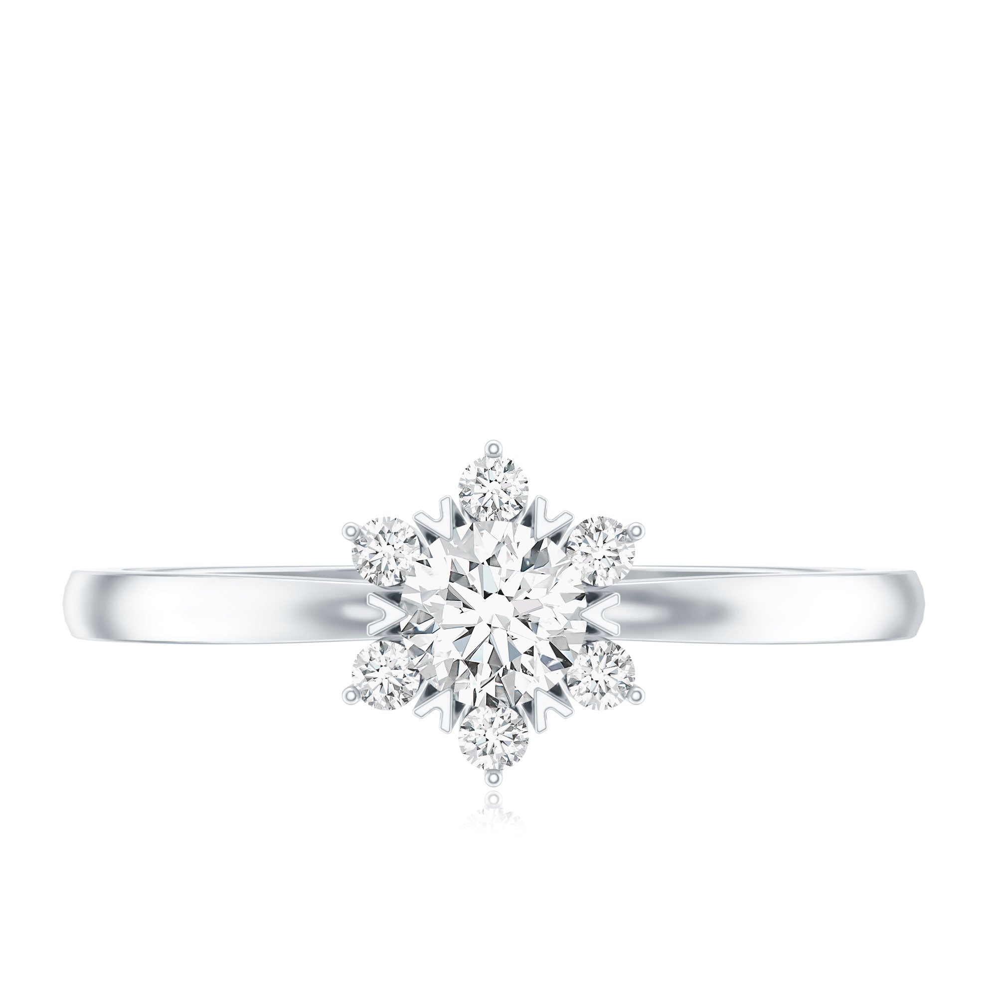 Round Moissanite Flower Promise Ring for Her D-VS1 - Rosec Jewels