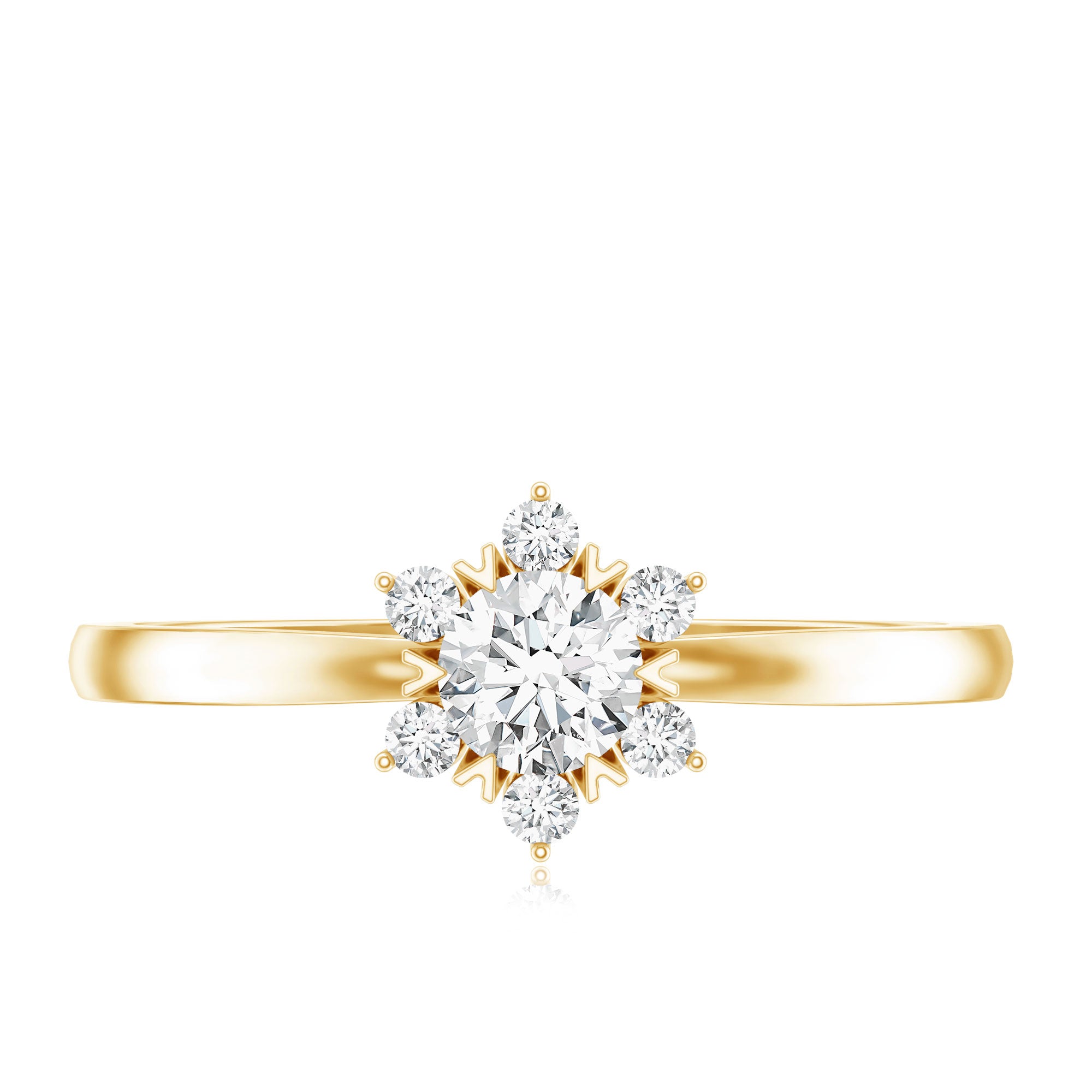 Round Moissanite Flower Promise Ring for Her D-VS1 - Rosec Jewels