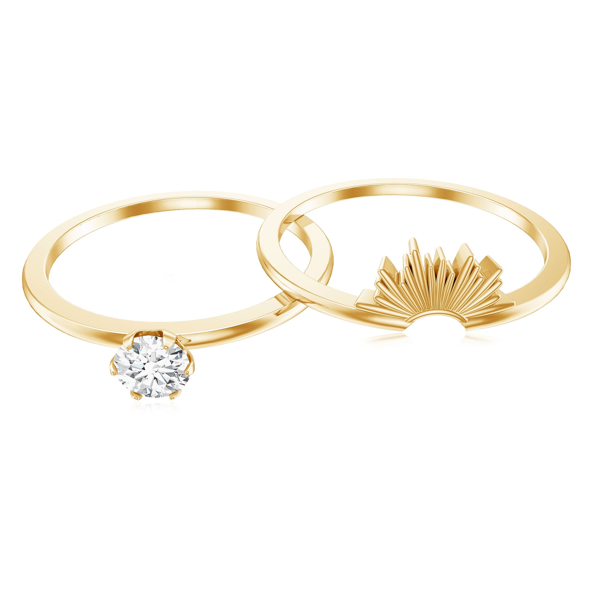Certified Natural Diamond Promise Ring with Sunburst Enhancer Natural - ( HI-SI ) - Rosec Jewels