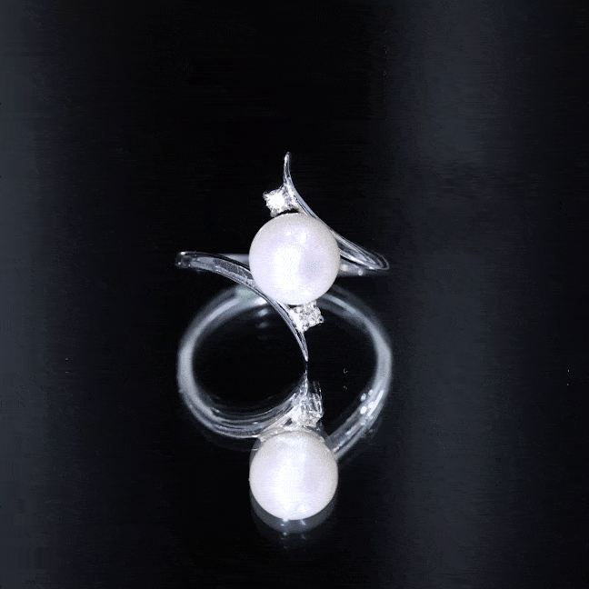 Rosec Jewels-Cultured 7.4 Carat Freshwater Pearl Engagement Ring with Diamond Bypass Shank