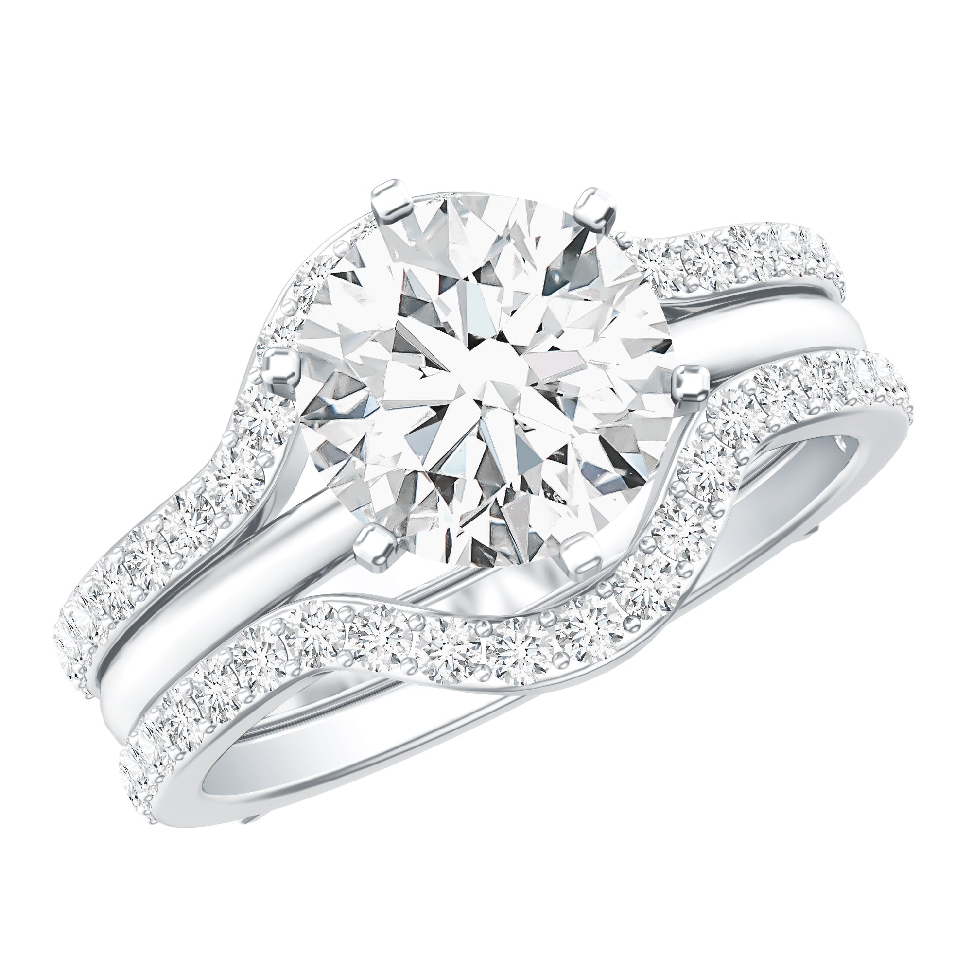 Certified 8 MM Solitaire Moissanite Engagement Ring with 2 Enhancers