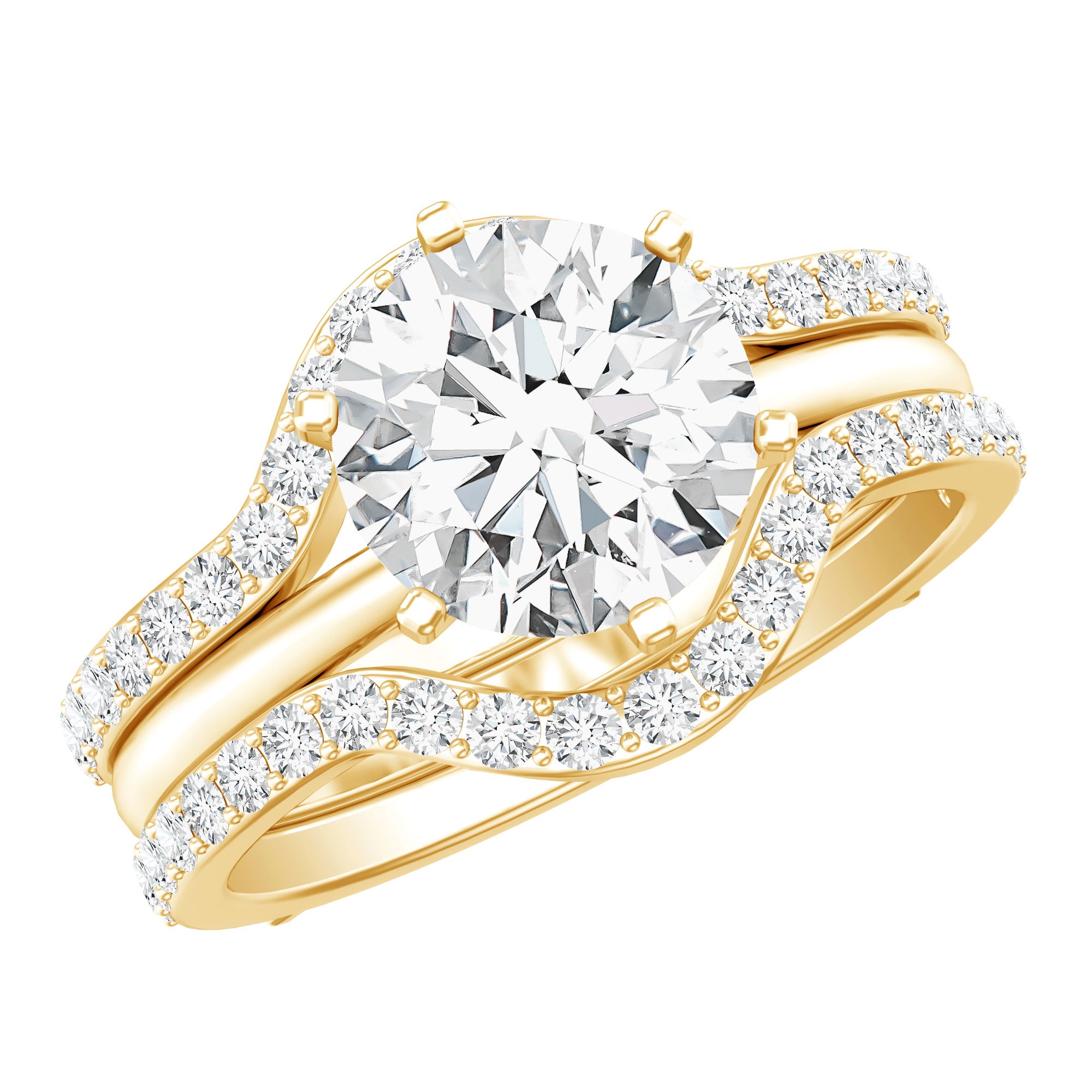 Certified 2 Carat Solitaire Moissanite Engagement Ring with 2 Enhancers D-VS1 - Rosec Jewels