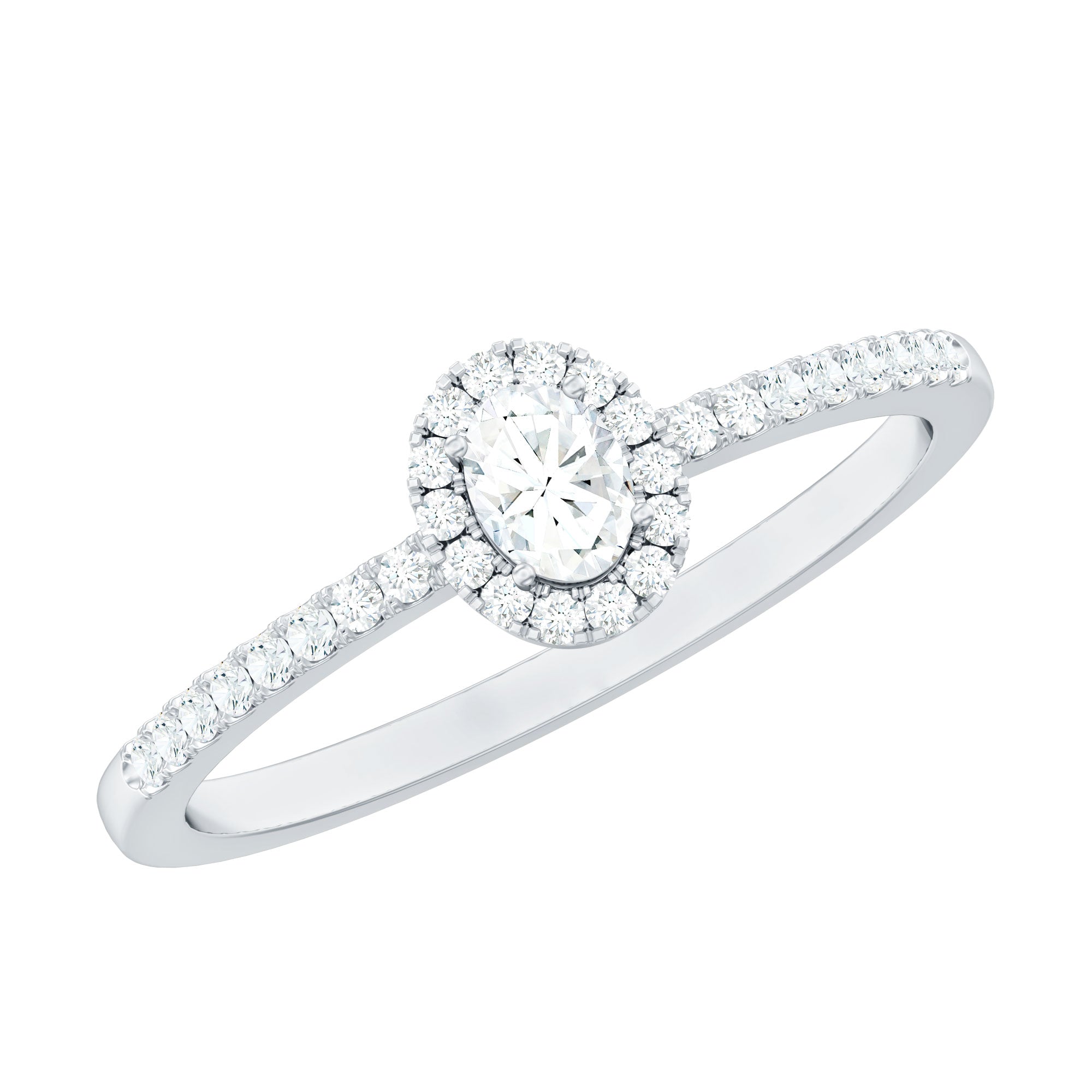 0.50 CT Oval Cut Diamond Halo Engagement Ring in Gold