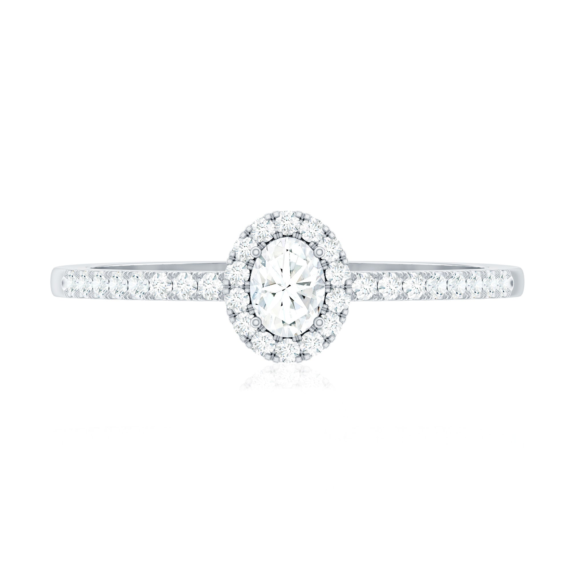 Certified Natural Diamond Oval Engagement Ring with Halo Natural - ( HI-SI ) - Rosec Jewels