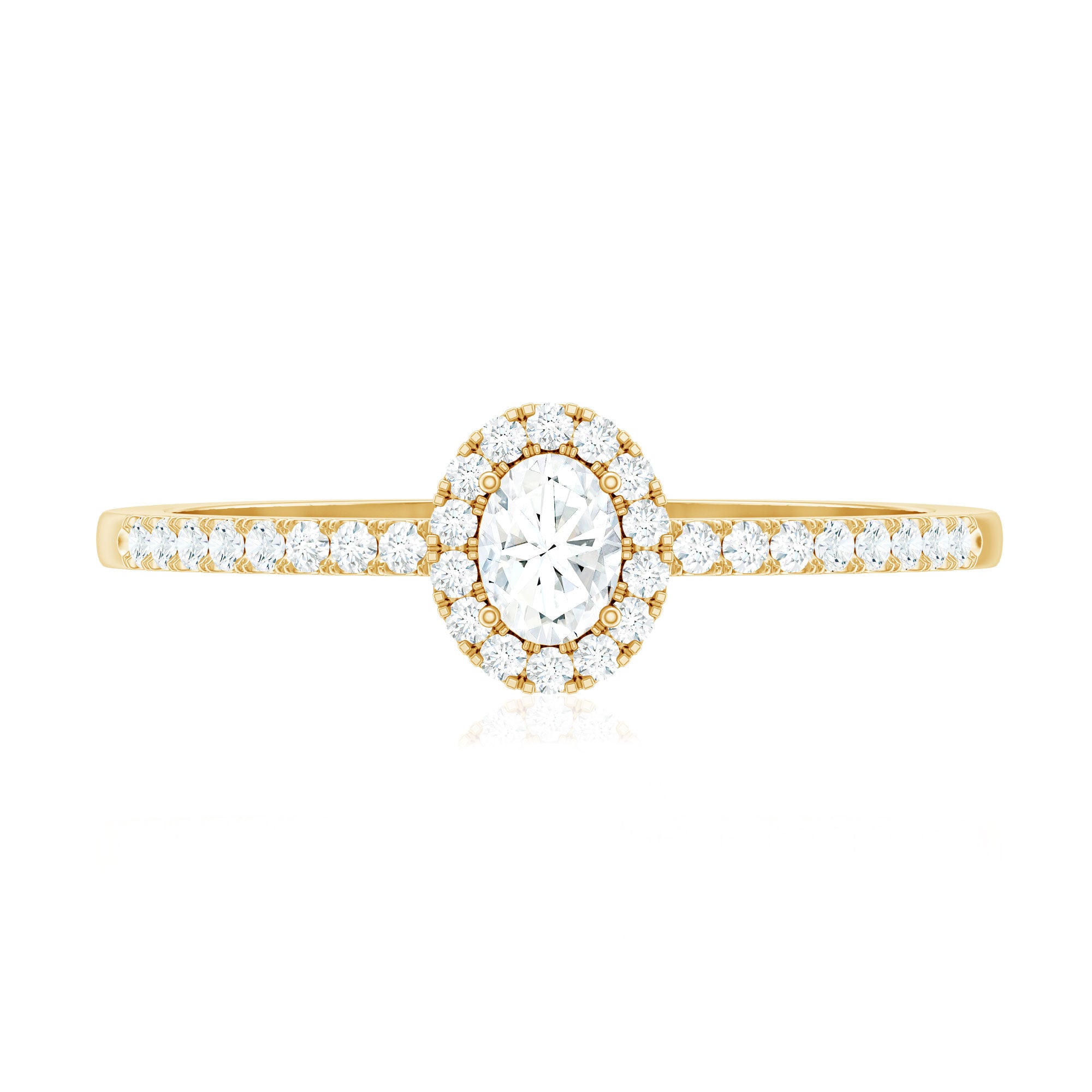 Certified Natural Diamond Oval Engagement Ring with Halo Natural - ( HI-SI ) - Rosec Jewels