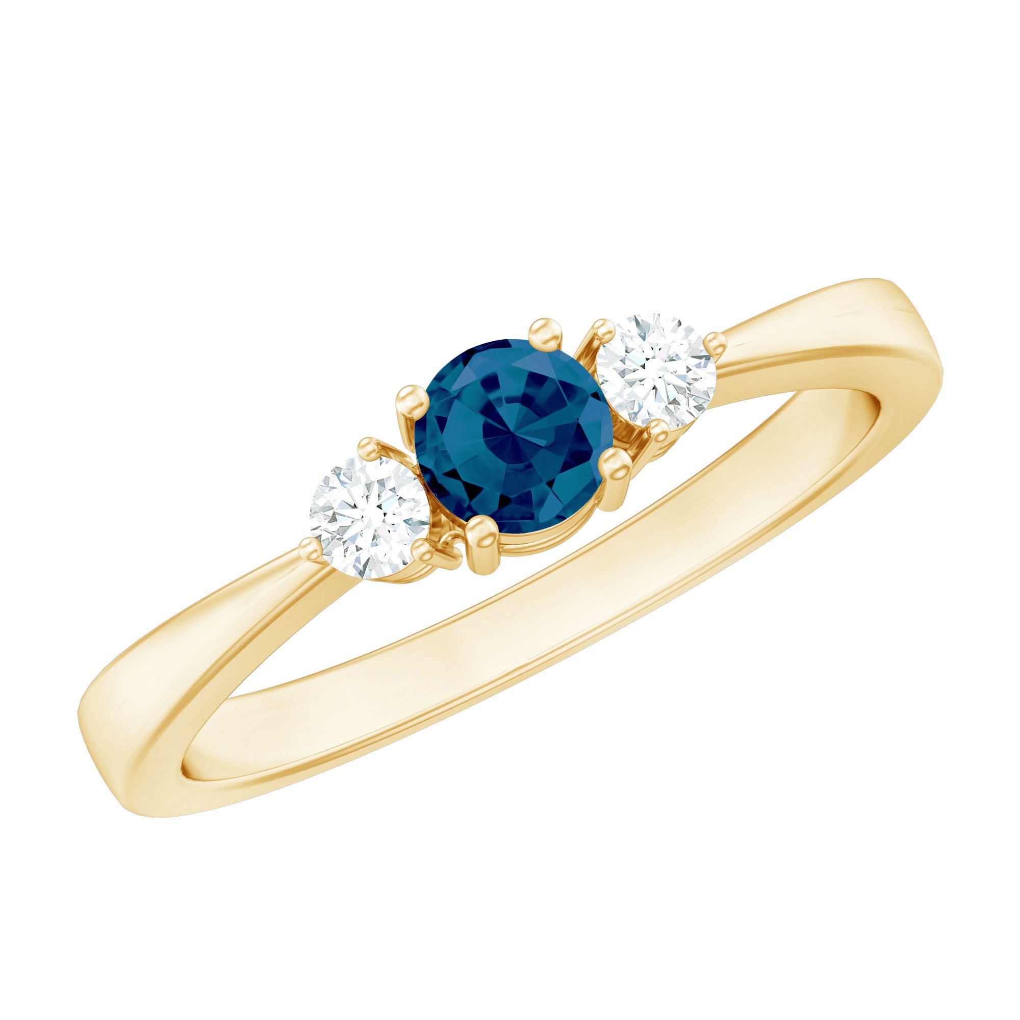 5mm London Blue Topaz Proposal Ring with Diamond AAA - Rosec Jewels