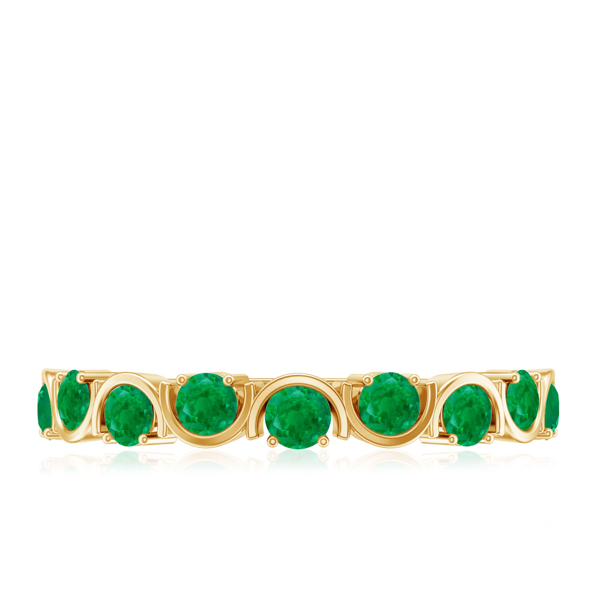 Natural Green Emerald Half Eternity Stackable Ring AAA - Rosec Jewels