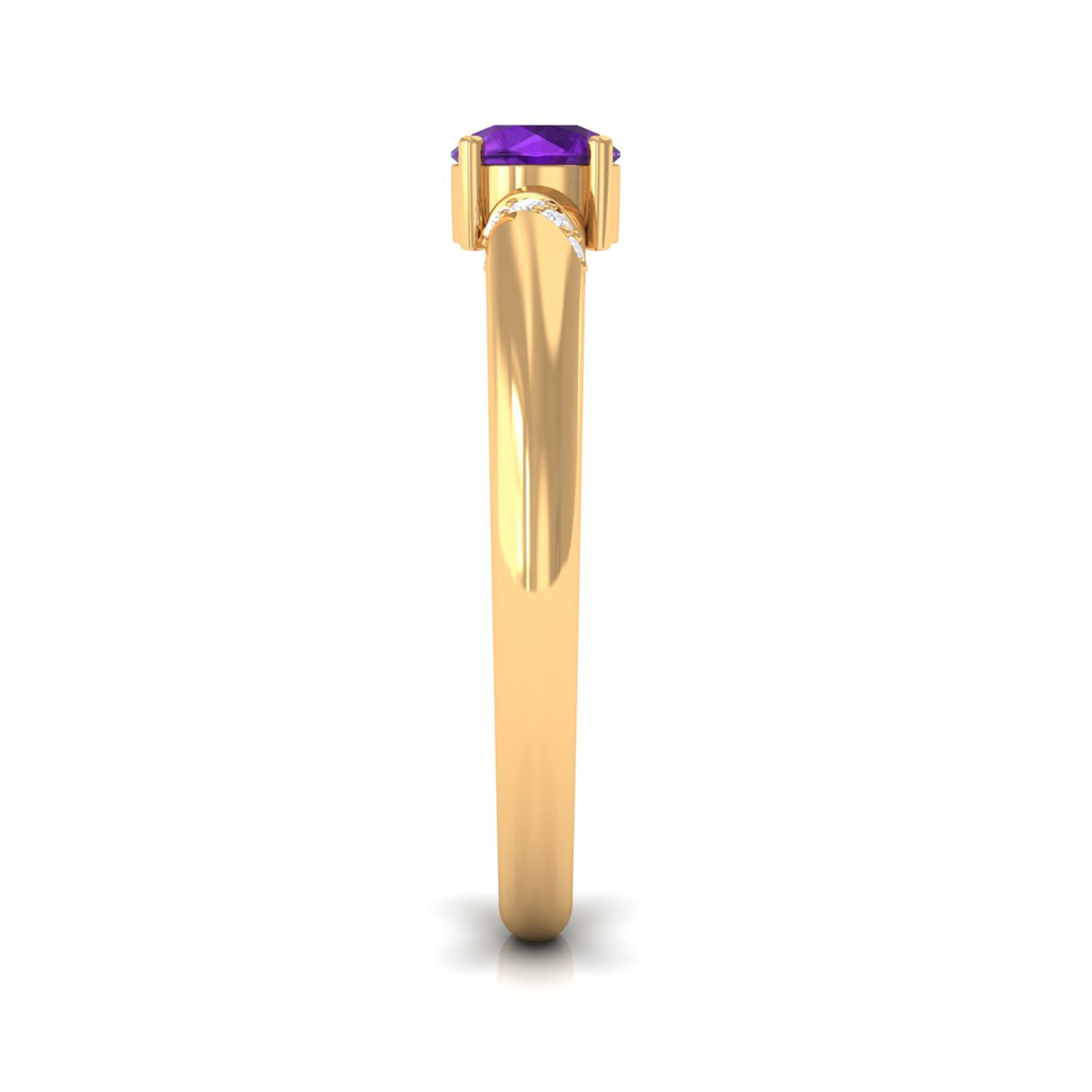 Rosec Jewels-Natural Amethyst Promise Ring with Diamond for Women