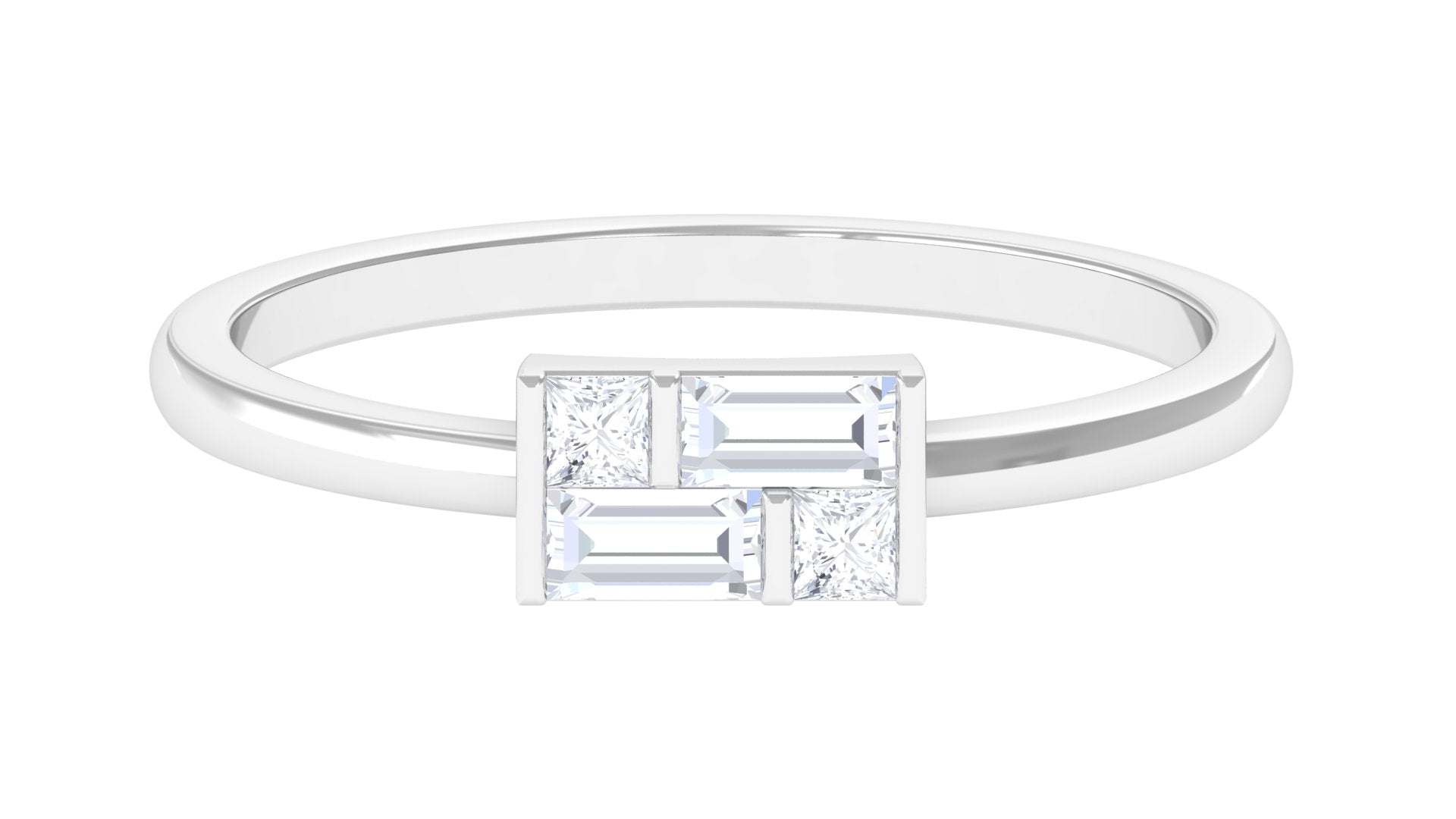 Certified Natural Diamond Promise Ring in East West Style Natural - ( HI-SI ) - Rosec Jewels