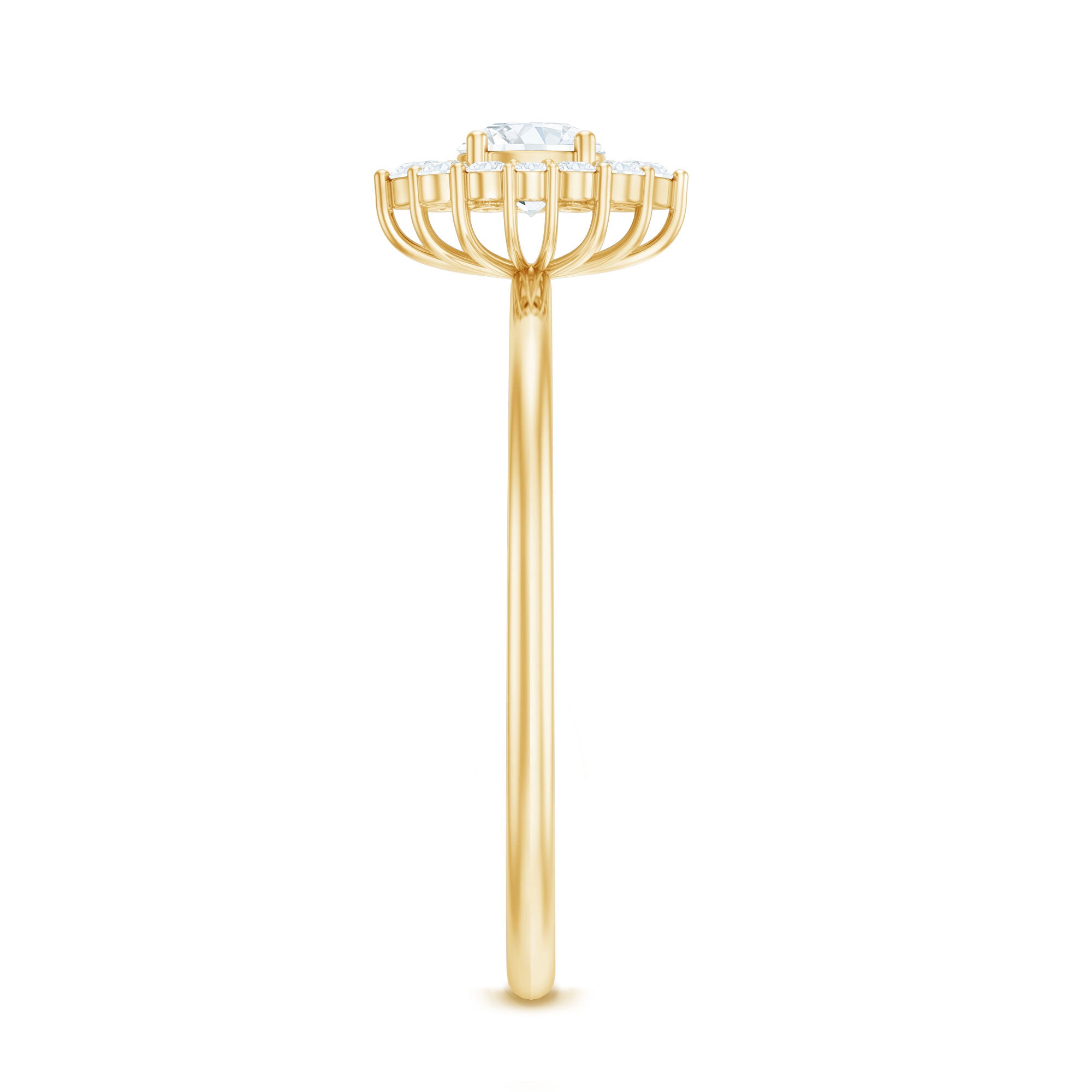 Minimal Real Diamond Engagement Ring with Halo Natural - ( HI-SI ) - Rosec Jewels