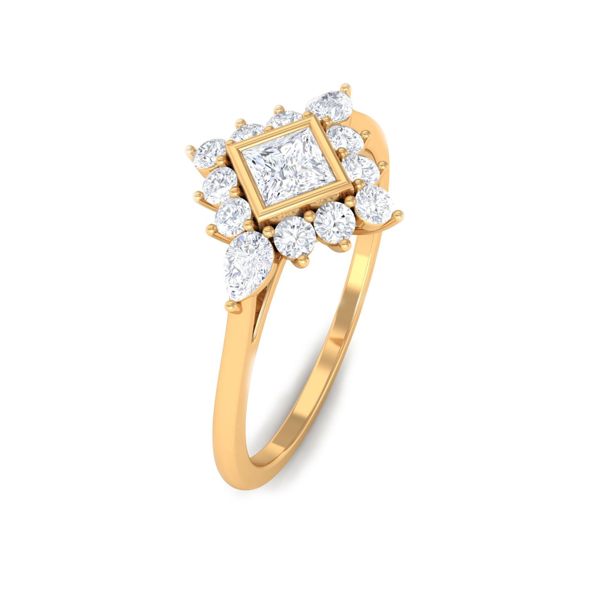Designer Diamond Engagement Ring with Halo Natural - ( HI-SI ) - Rosec Jewels