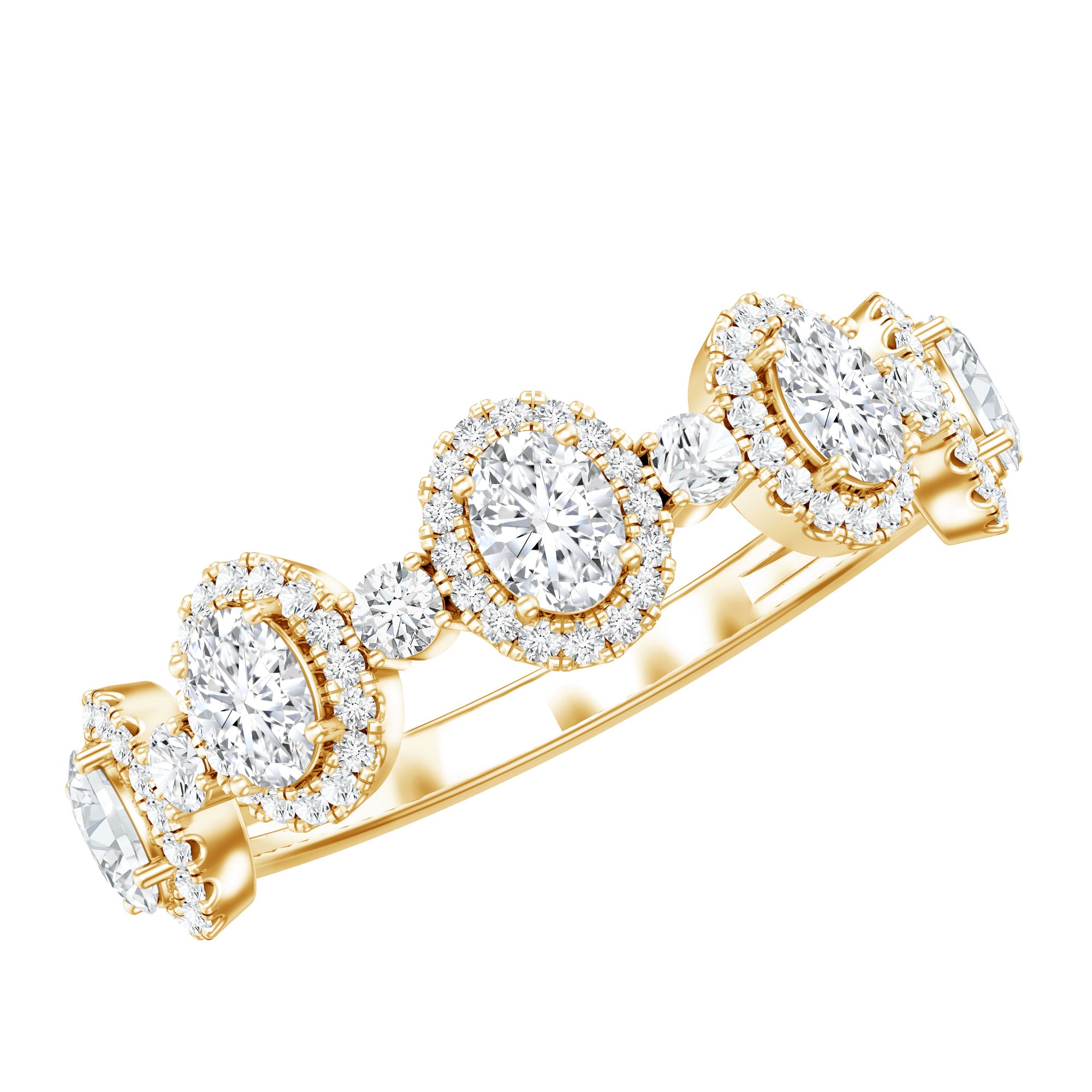 Designer Lab Grown Diamond Half Eternity Wedding Band Ring Lab - ( EF-VS ) - Rosec Jewels