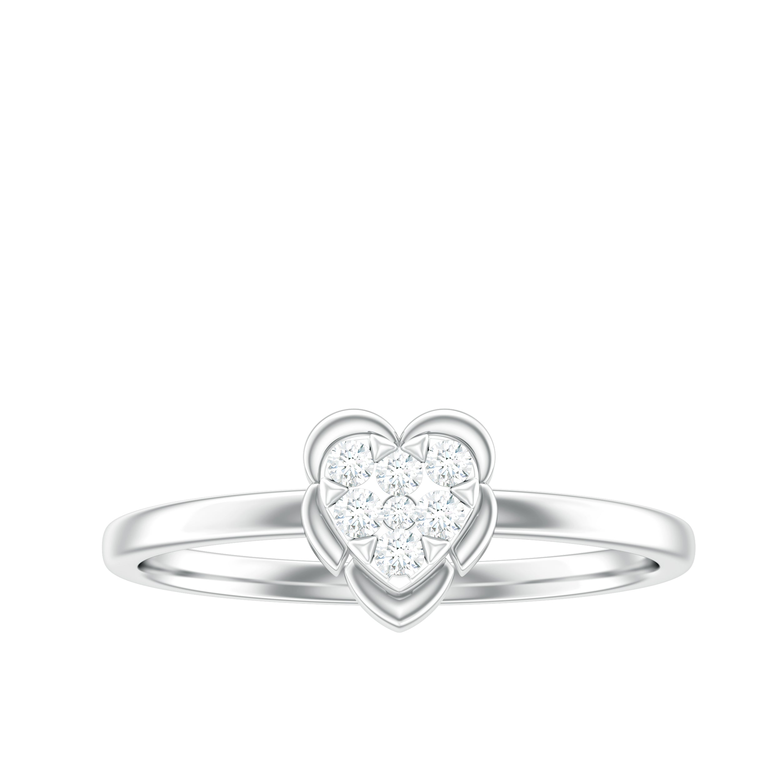 Certified Natural Diamond Heart Promise Ring Natural - ( HI-SI ) - Rosec Jewels