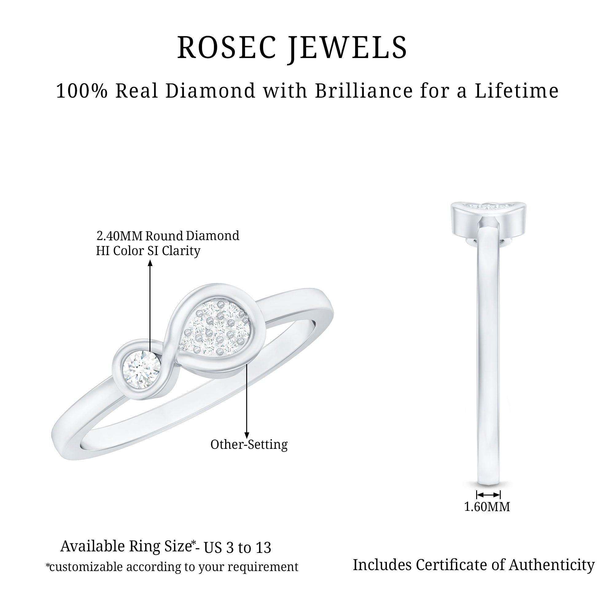 Rosec Jewels-Natural Diamond Infinity Promise Ring
