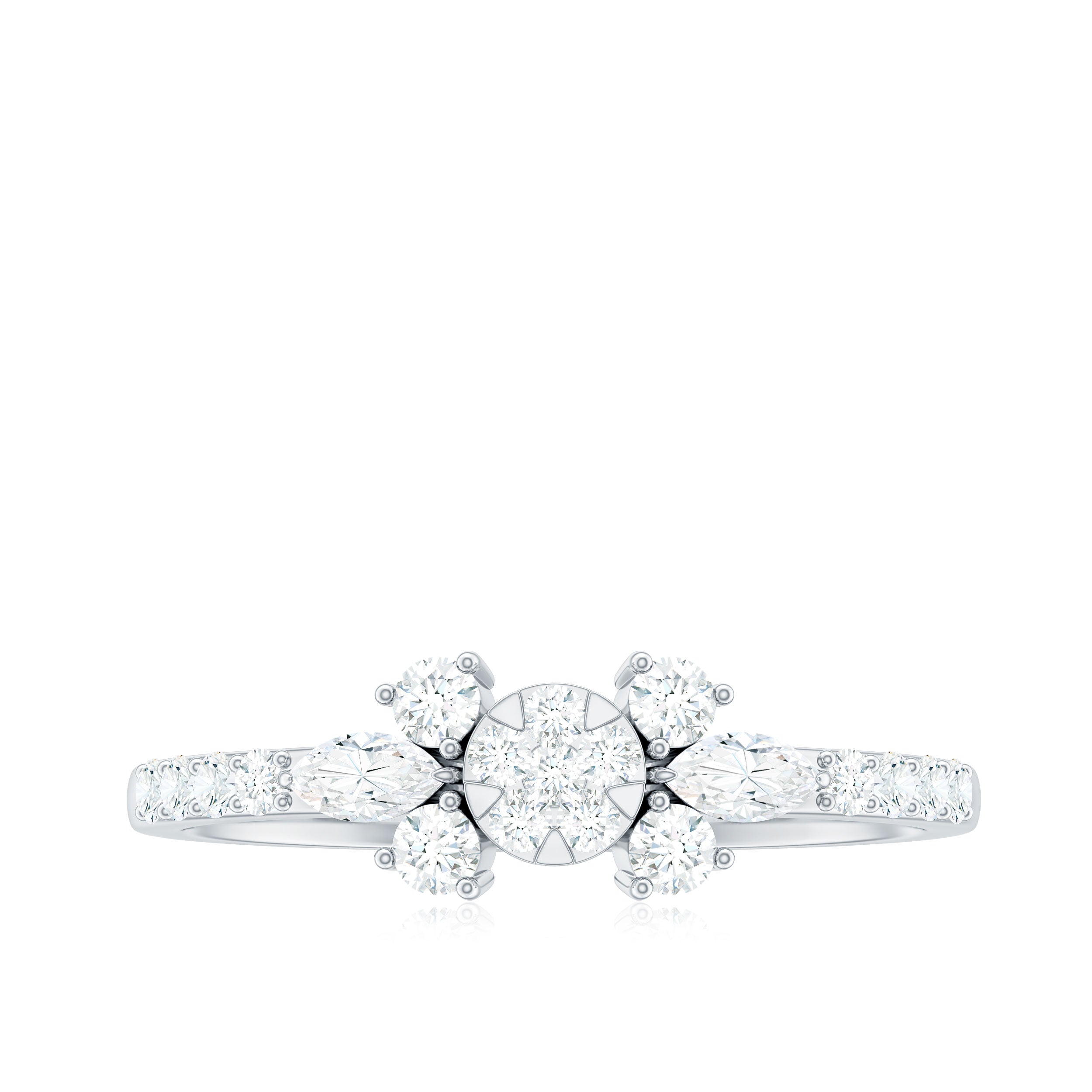 Certified Real Diamond Promise Ring Natural - ( HI-SI ) - Rosec Jewels