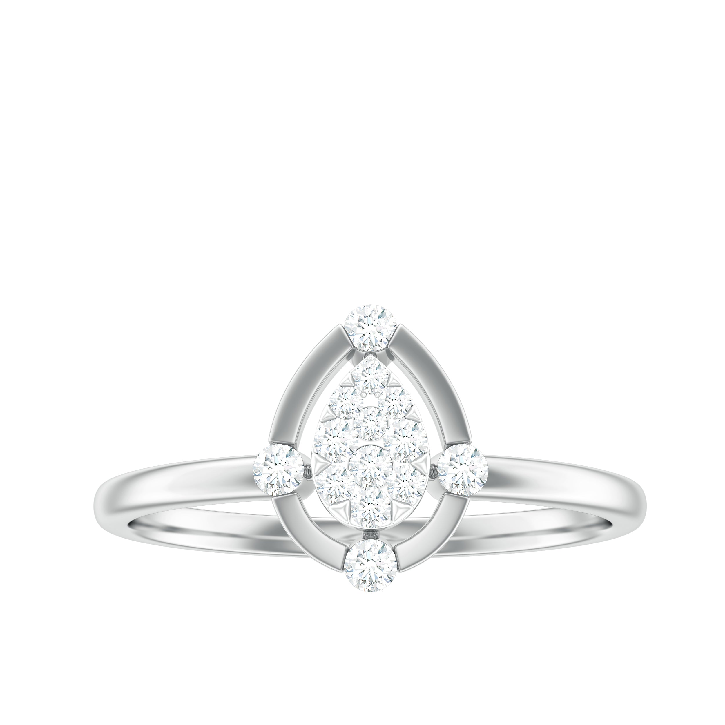 Natural Diamond Gold Teardrop Ring in Illusion Setting