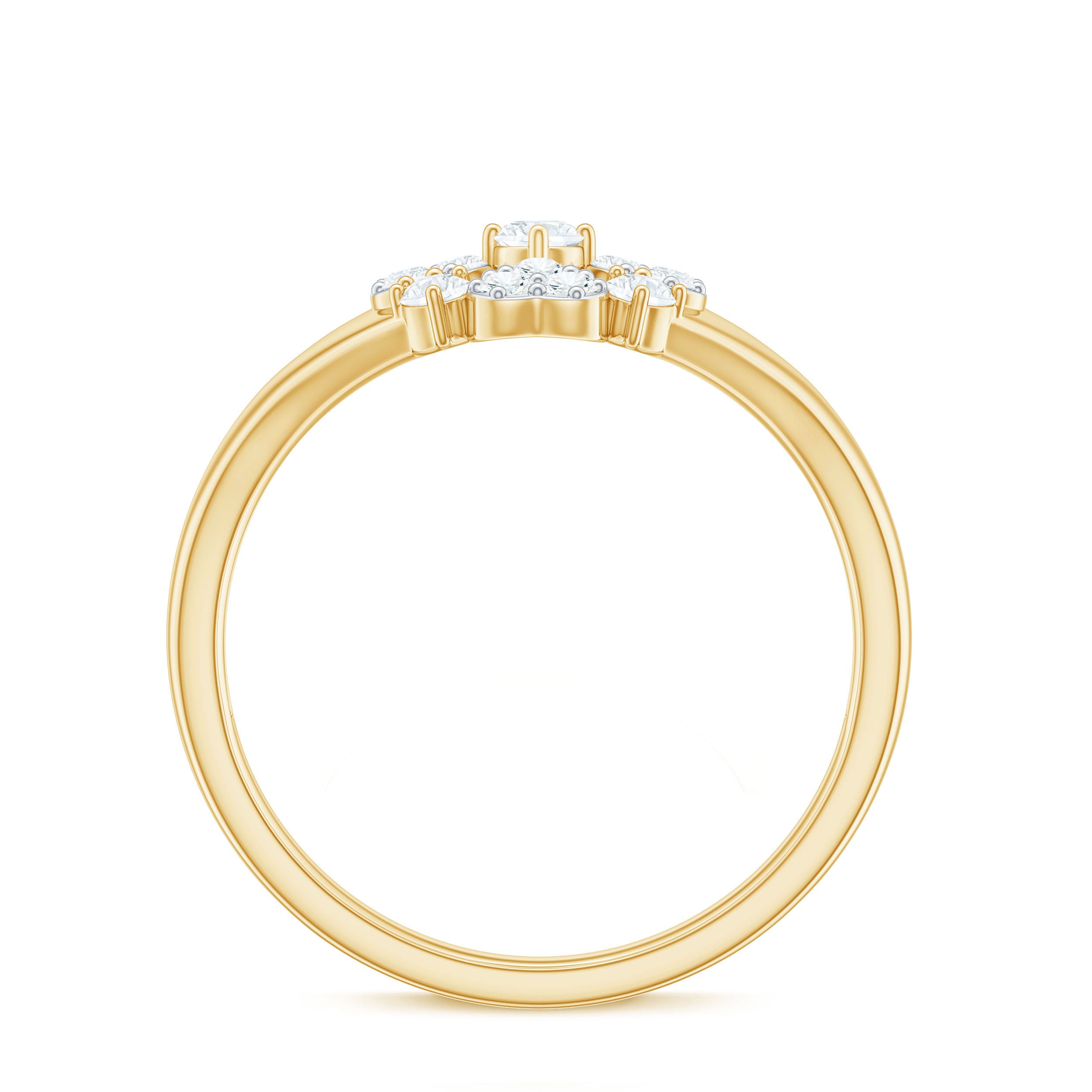 Natural Diamond Flower Engagement Ring in Illusion Set Natural - ( HI-SI ) - Rosec Jewels