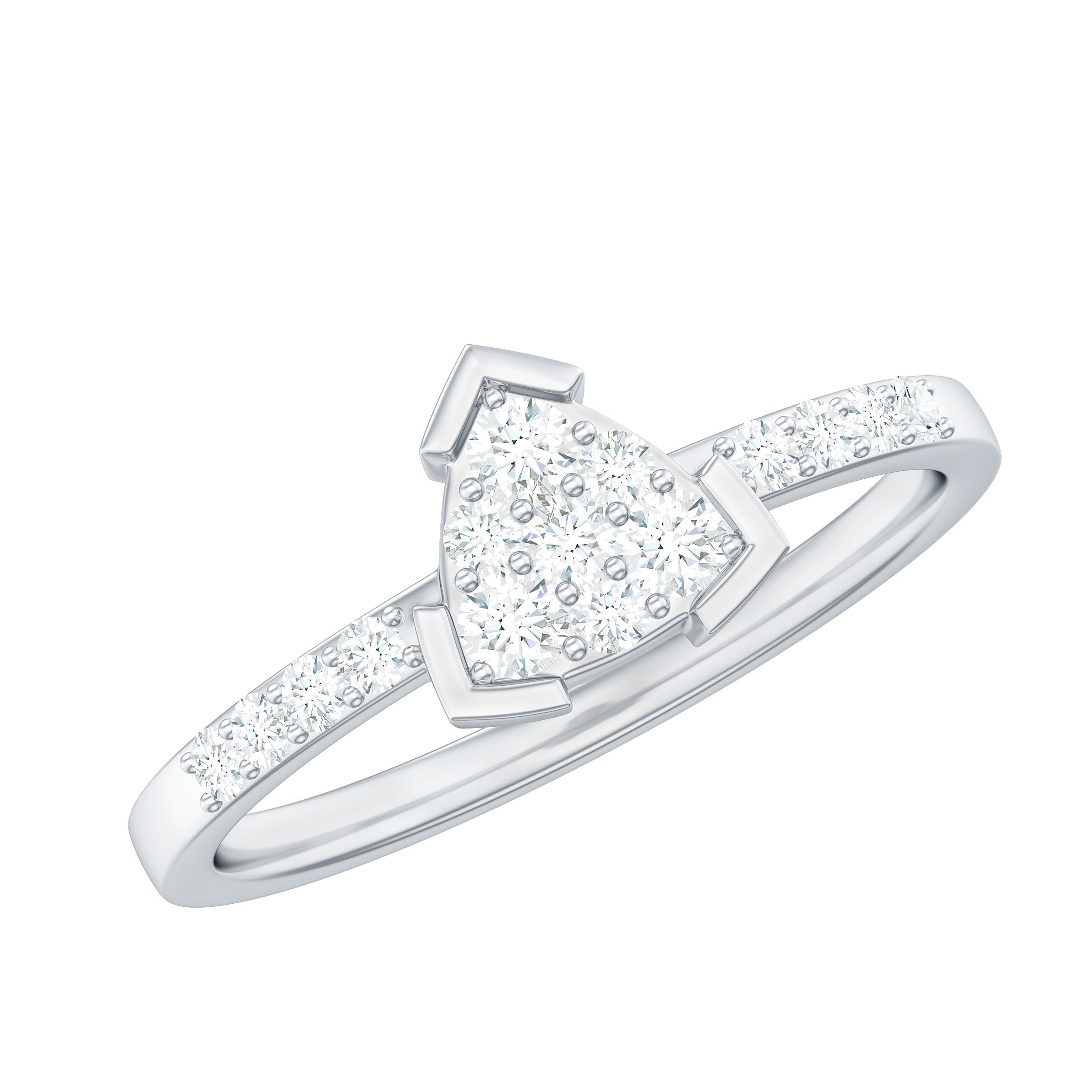 Certified Round Diamond Triangular Engagement Ring