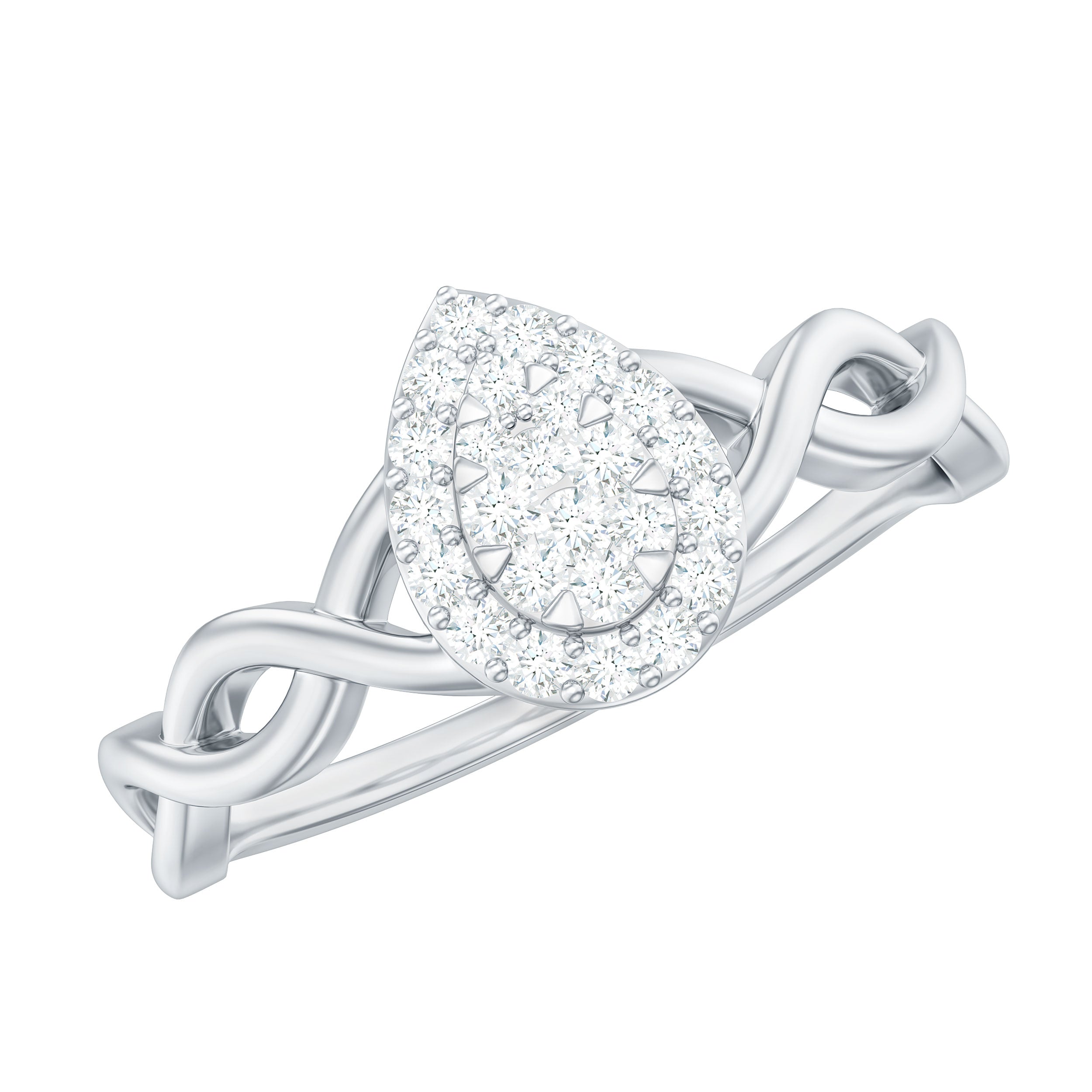 Illusion Set Round Diamond Crossover Engagement Ring Natural - ( HI-SI ) - Rosec Jewels