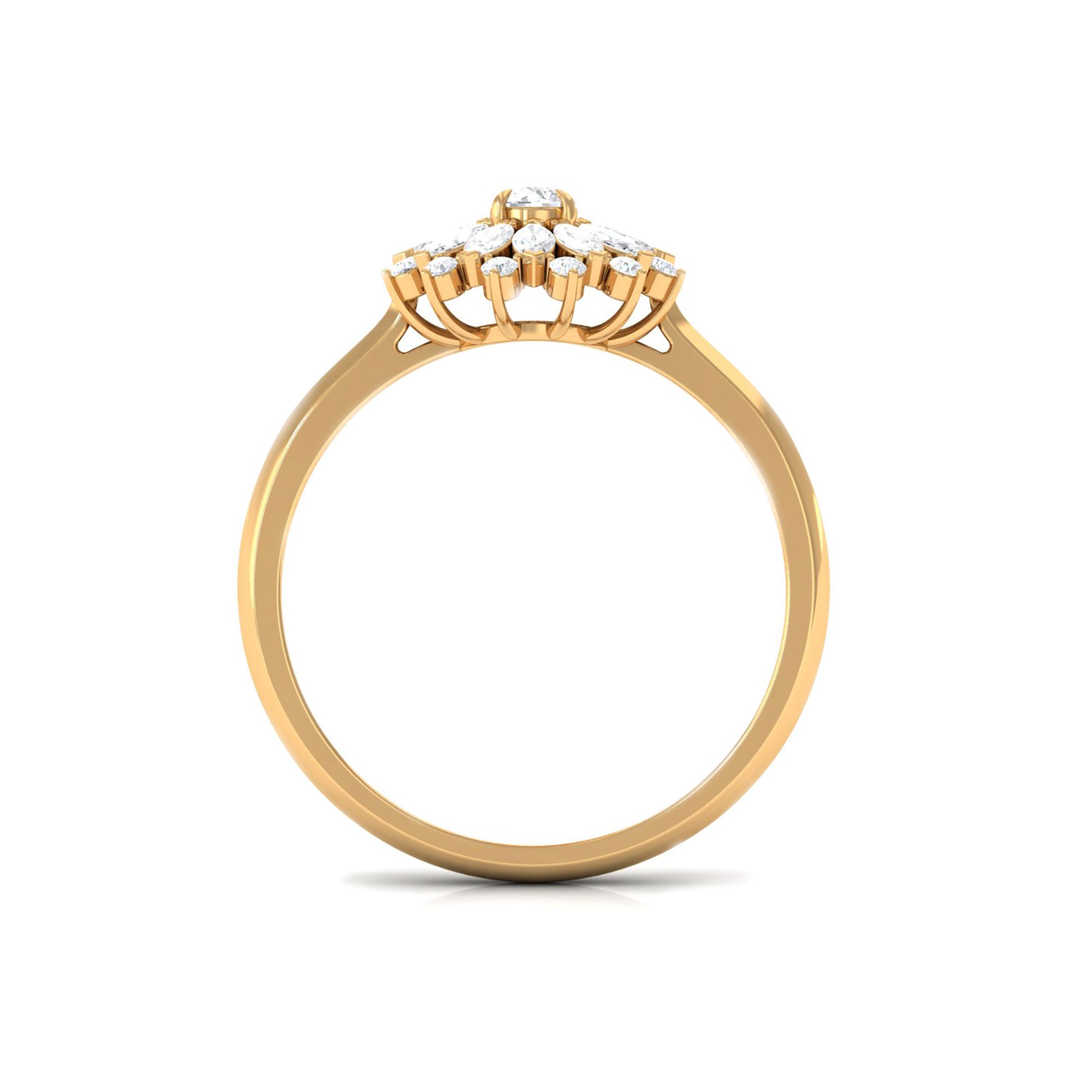 Certified Real Diamond Flower Engagement Ring Natural - ( HI-SI ) - Rosec Jewels