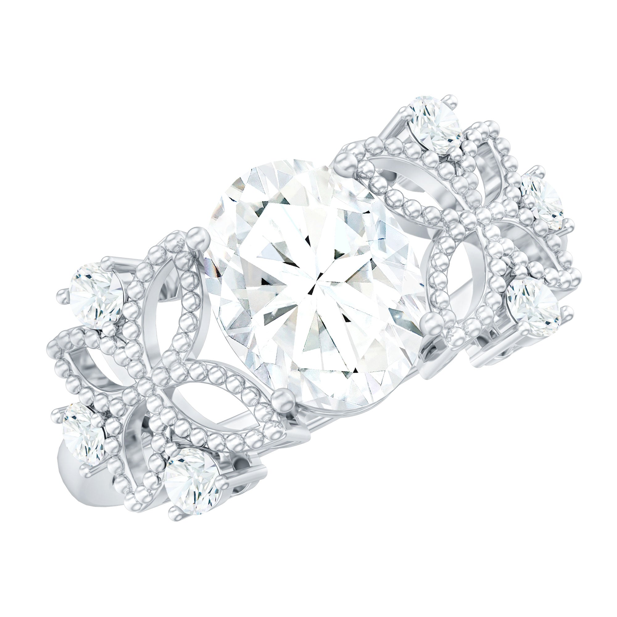 6X8mm Oval Lab Grown Diamond Flower Engagement Ring