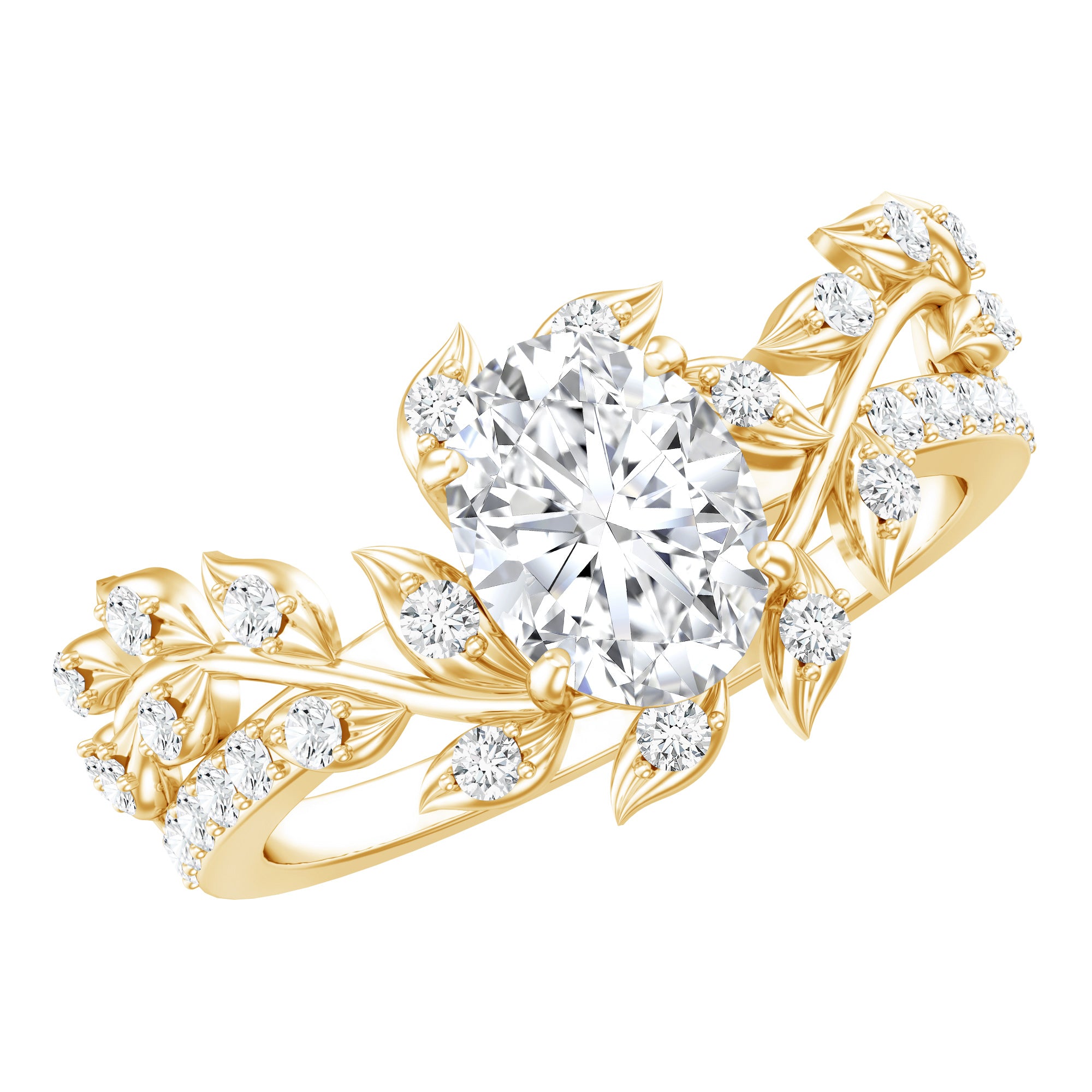 6X8MM Oval Lab Grown Diamond Petal Prong Engagement Ring Lab - ( EF-VS ) - Rosec Jewels