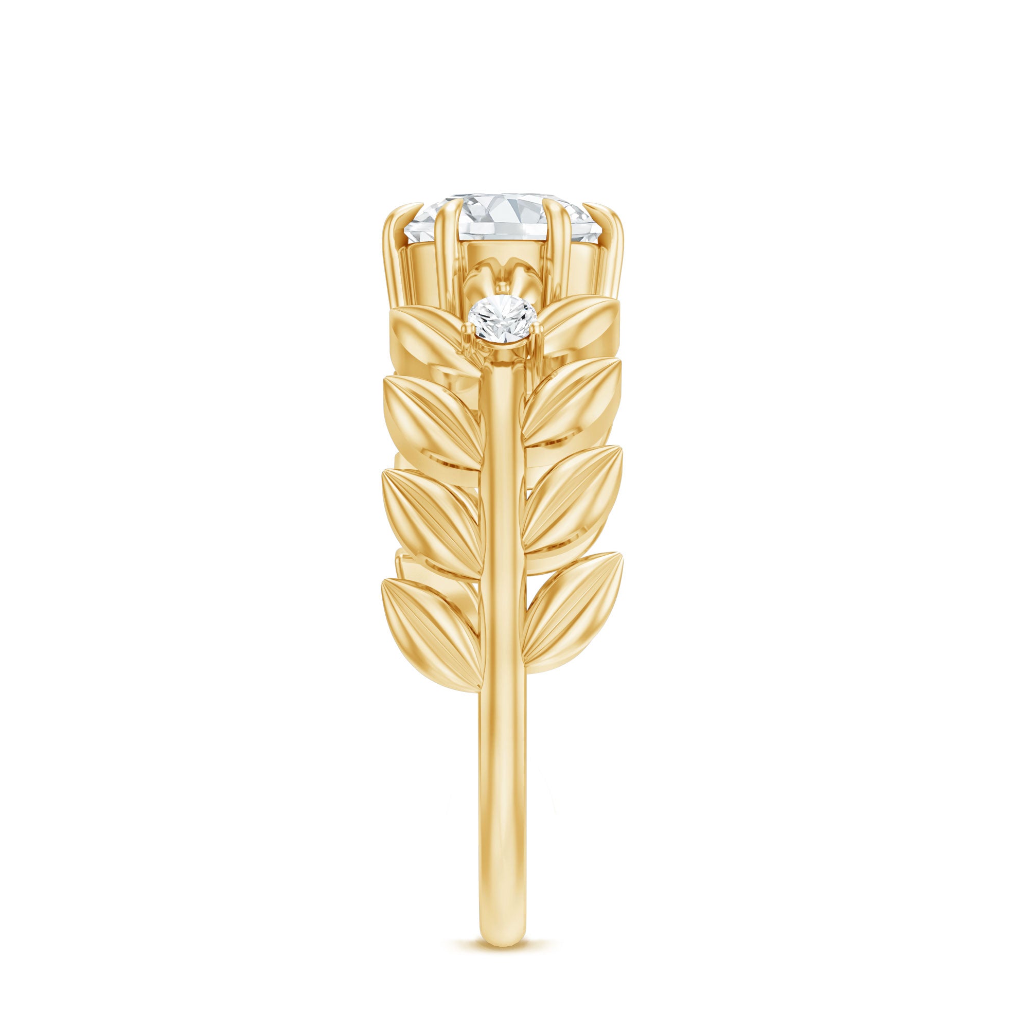 Rosec Jewels-6 MM Lab Grown Diamond Nature Inspired Engagement Ring