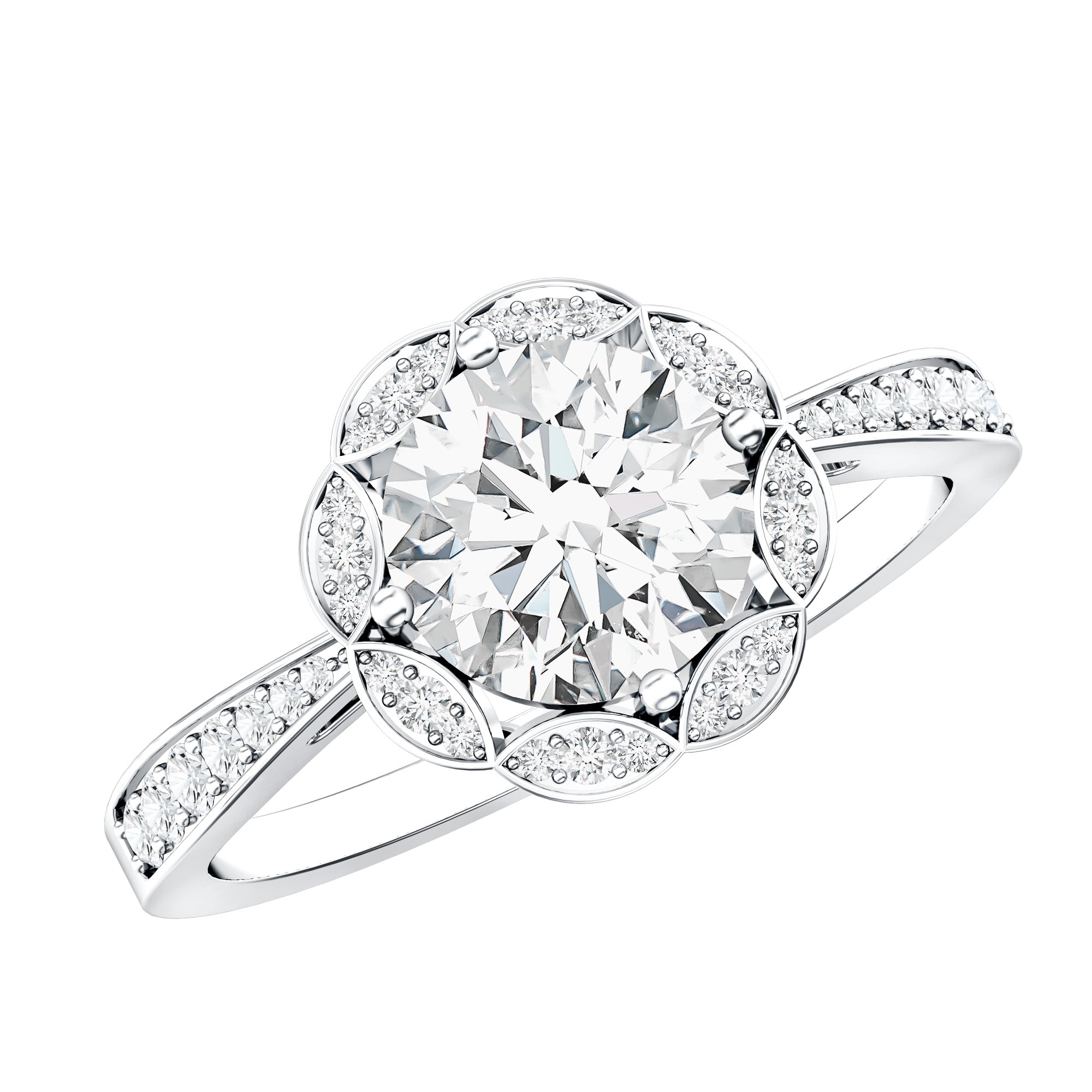 Certified 1.2 Carat Lab Grown Diamond Halo Engagement Ring