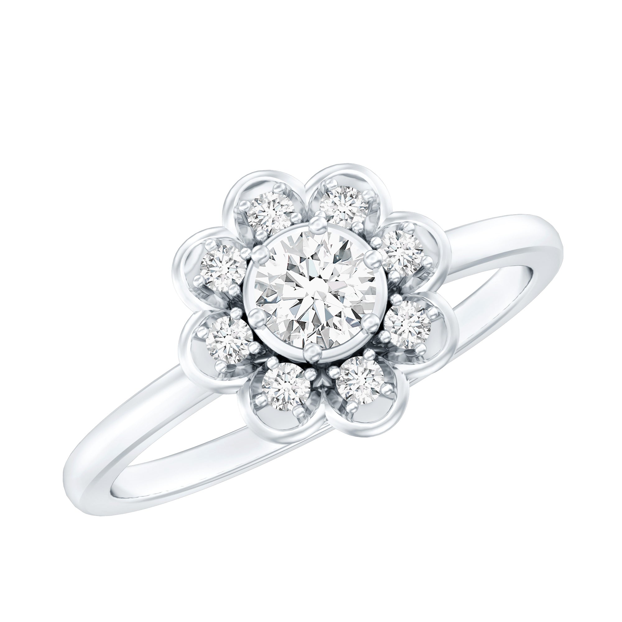 Certified Lab Grown Diamond Flower Promise Ring For Women