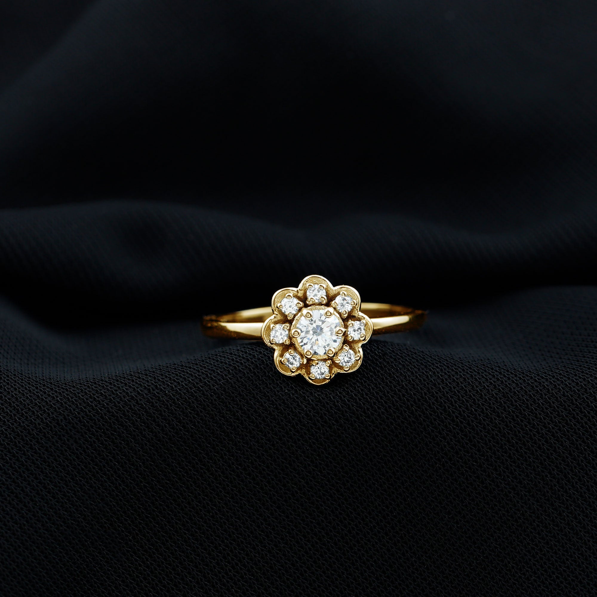 Certified Lab Grown Diamond Flower Promise Ring For Women Lab - ( EF-VS ) - Rosec Jewels