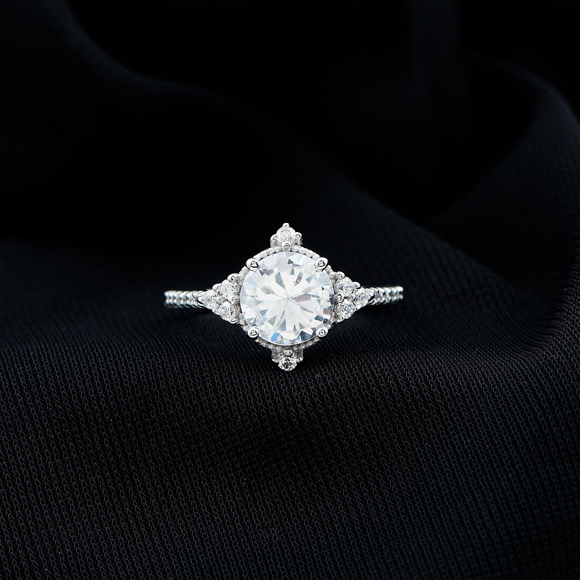 8 mm Lab Grown Diamond Vintage Inspired Engagement Ring Lab - ( EF-VS ) - Rosec Jewels
