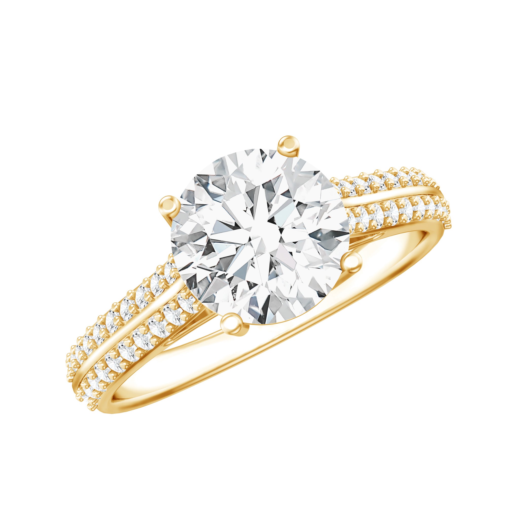 Certified Lab Grown Diamond 8 MM Simple Engagement Ring With Side Stones Lab - ( EF-VS ) - Rosec Jewels