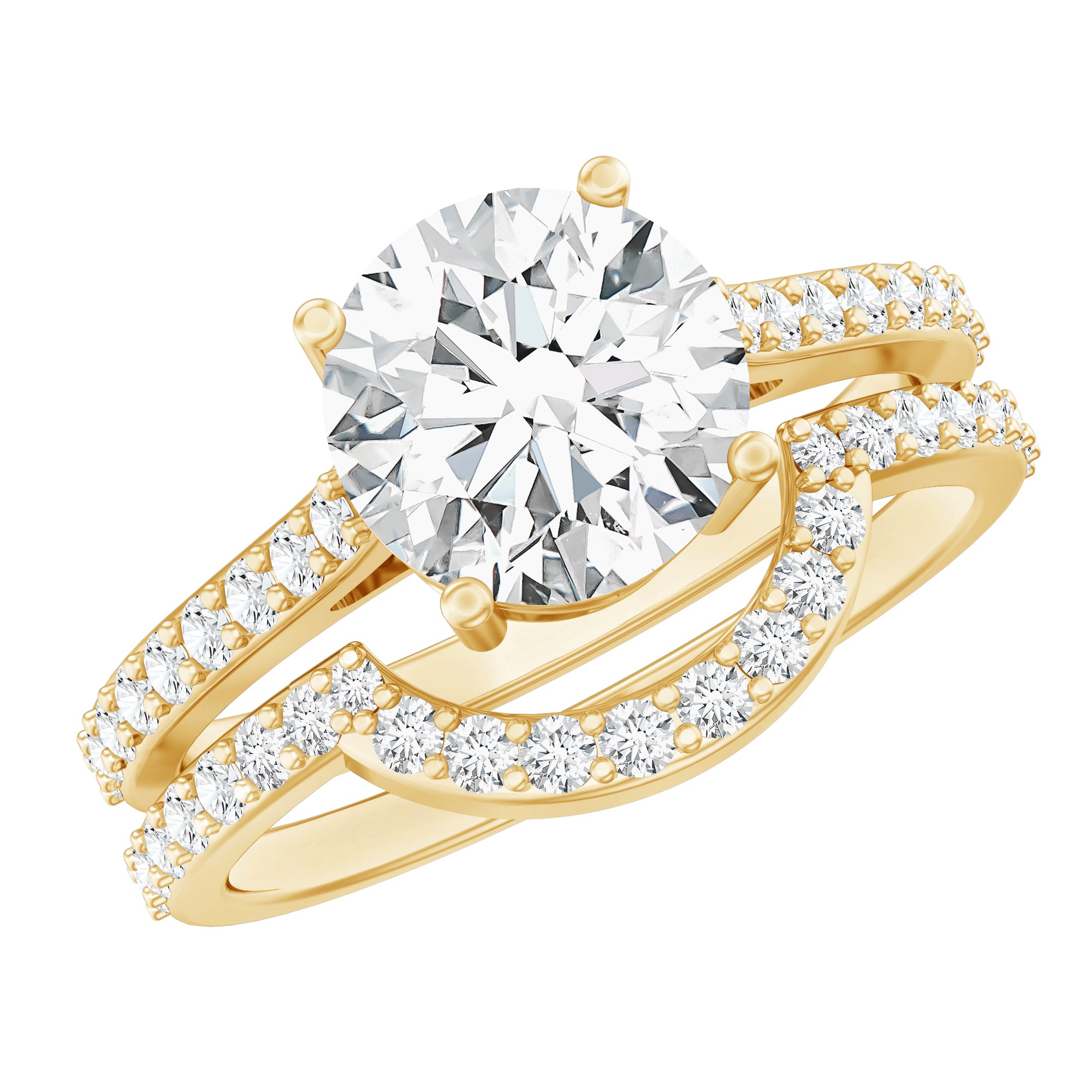 Rosec Jewels-Lab Grown Diamond 8 MM Round Engagement Ring With Ring Guard