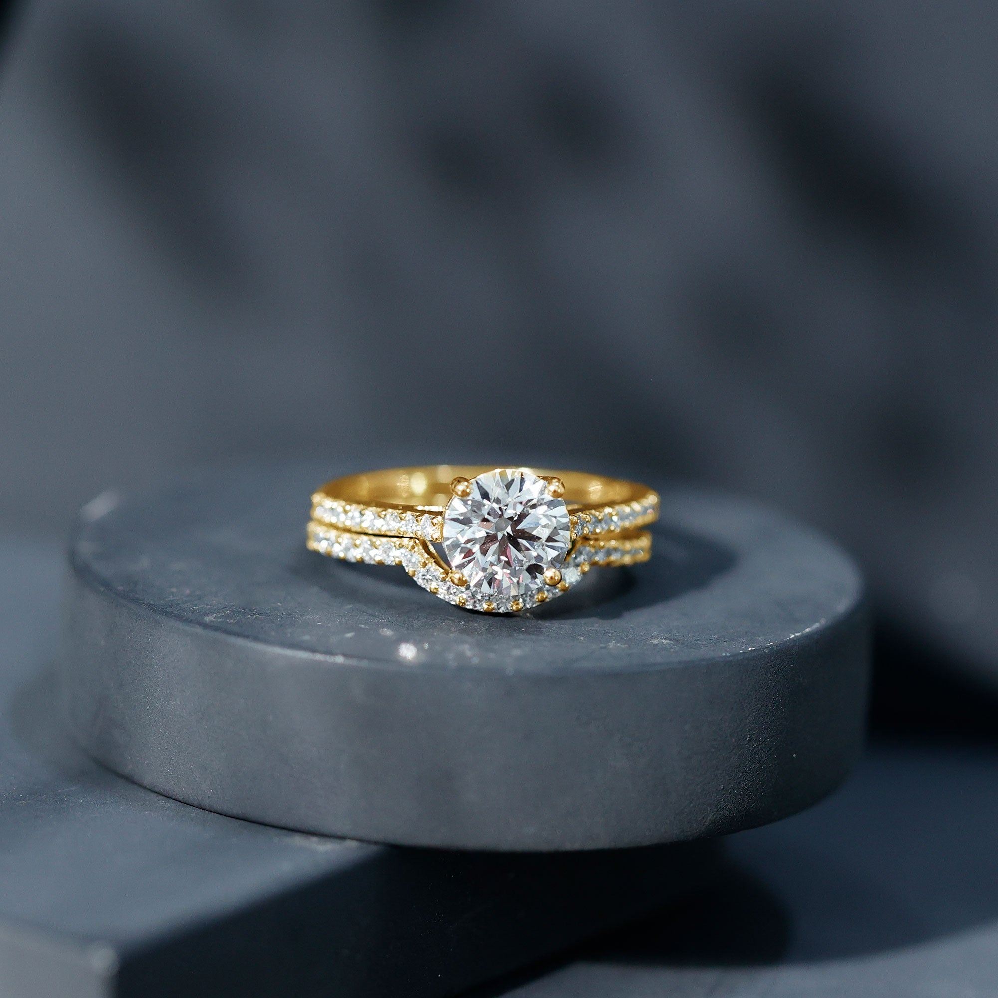 Rosec Jewels-Lab Grown Diamond 8 MM Round Engagement Ring With Ring Guard