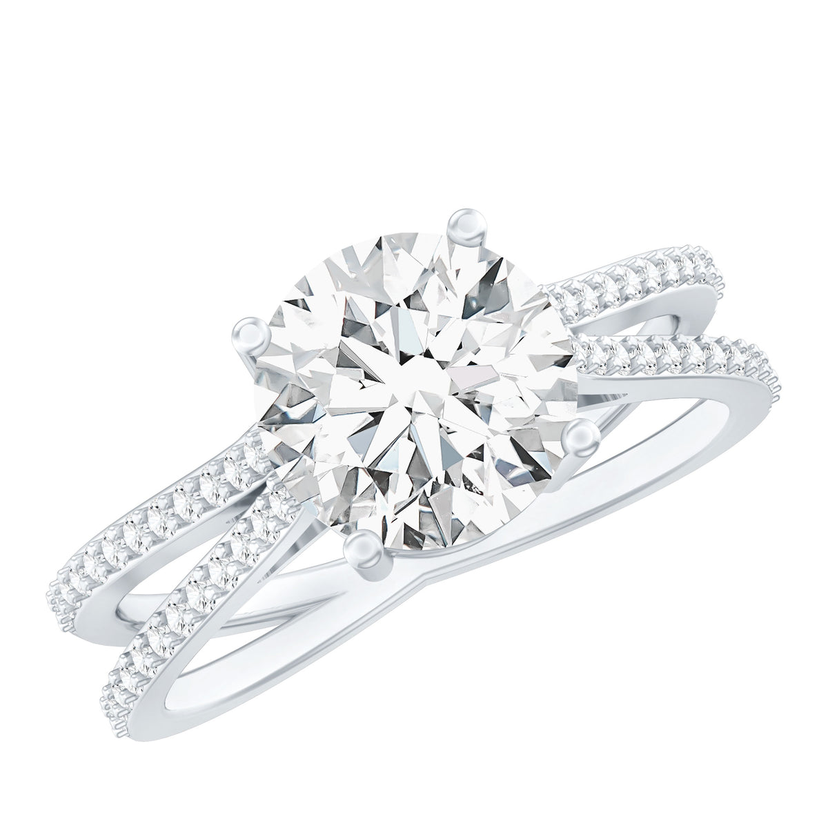 IGI Certified 2 Carat Lab Grown Diamond Split Shank Engagement Ring Lab - ( E-VS1 ) - Rosec Jewels