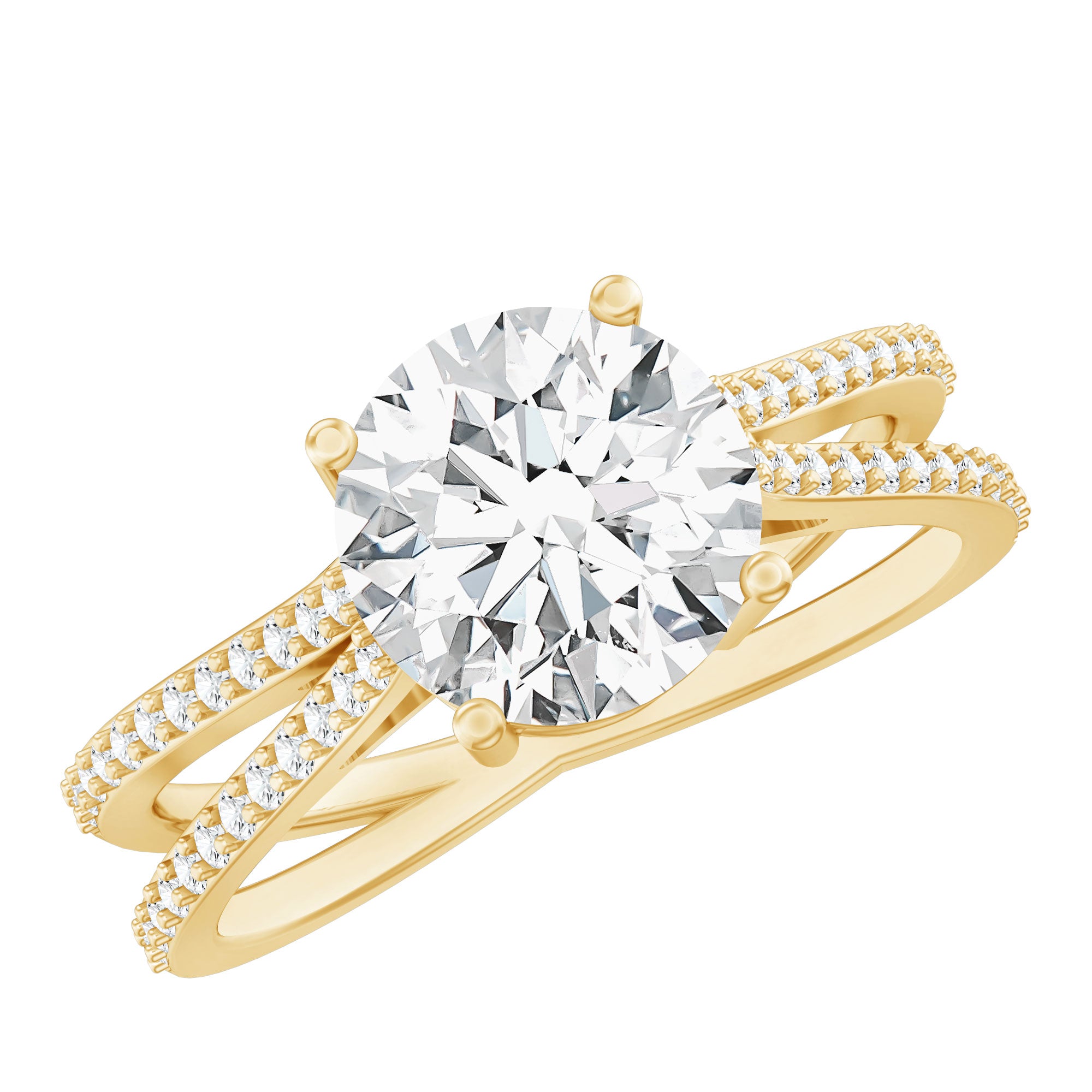 IGI Certified 2 Carat Lab Grown Diamond Split Shank Engagement Ring Lab - ( E-VS1 ) - Rosec Jewels
