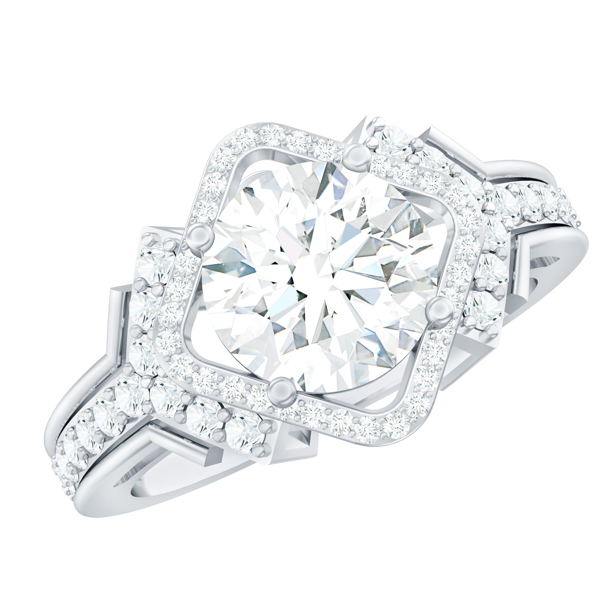 Certified 8 MM Lab Grown Diamond Vintage Style Engagement Ring