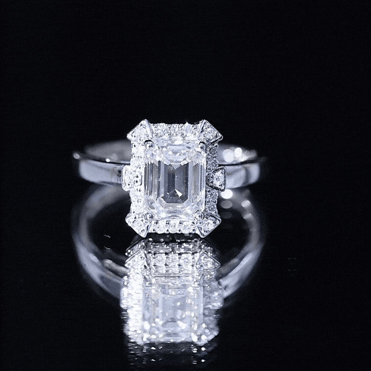 Certified 1 Carat Lab Grown Diamond Emerald Cut Engagement Ring Lab - ( EF-VS ) - Rosec Jewels