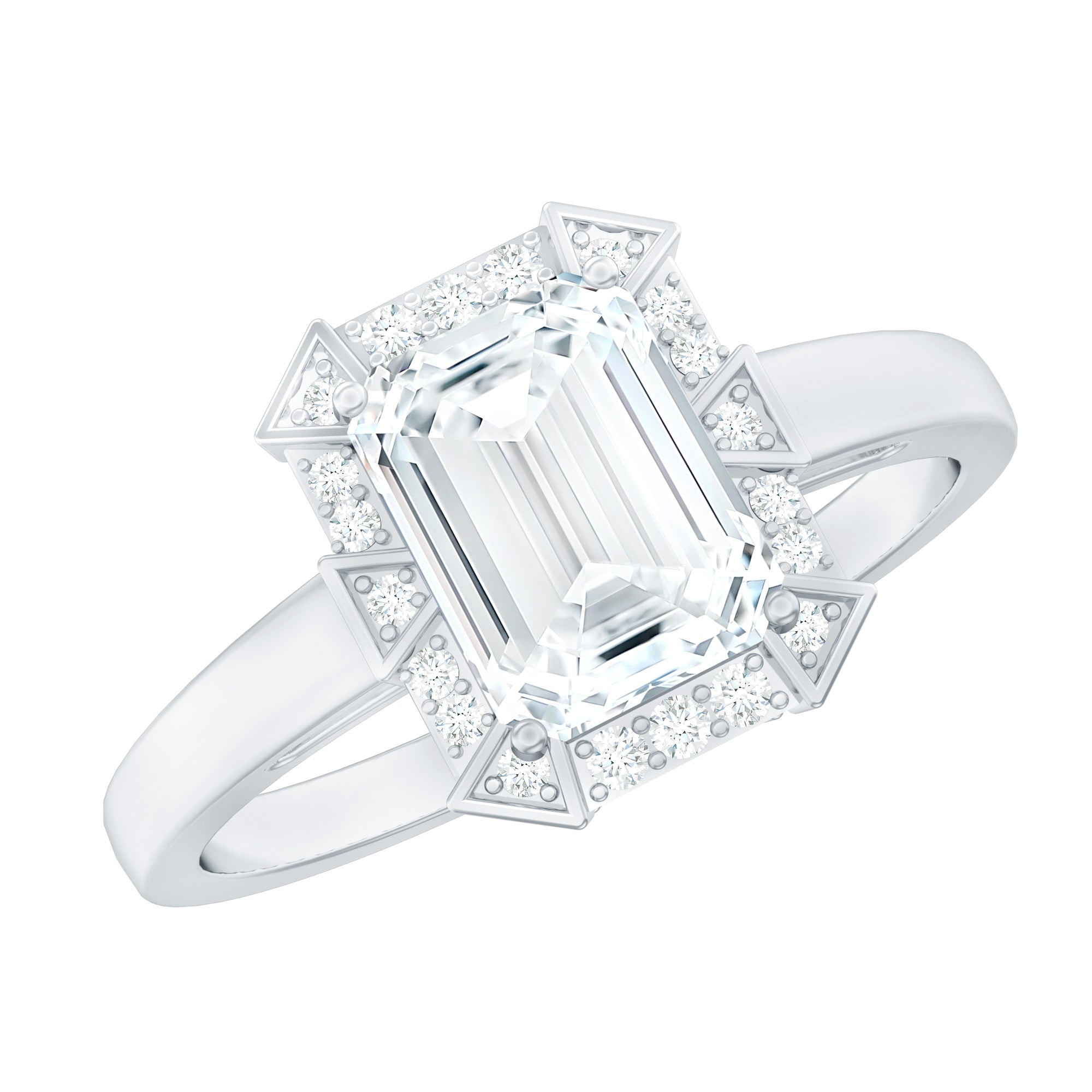 Certified 1 Carat Lab Grown Diamond Emerald Cut Engagement Ring